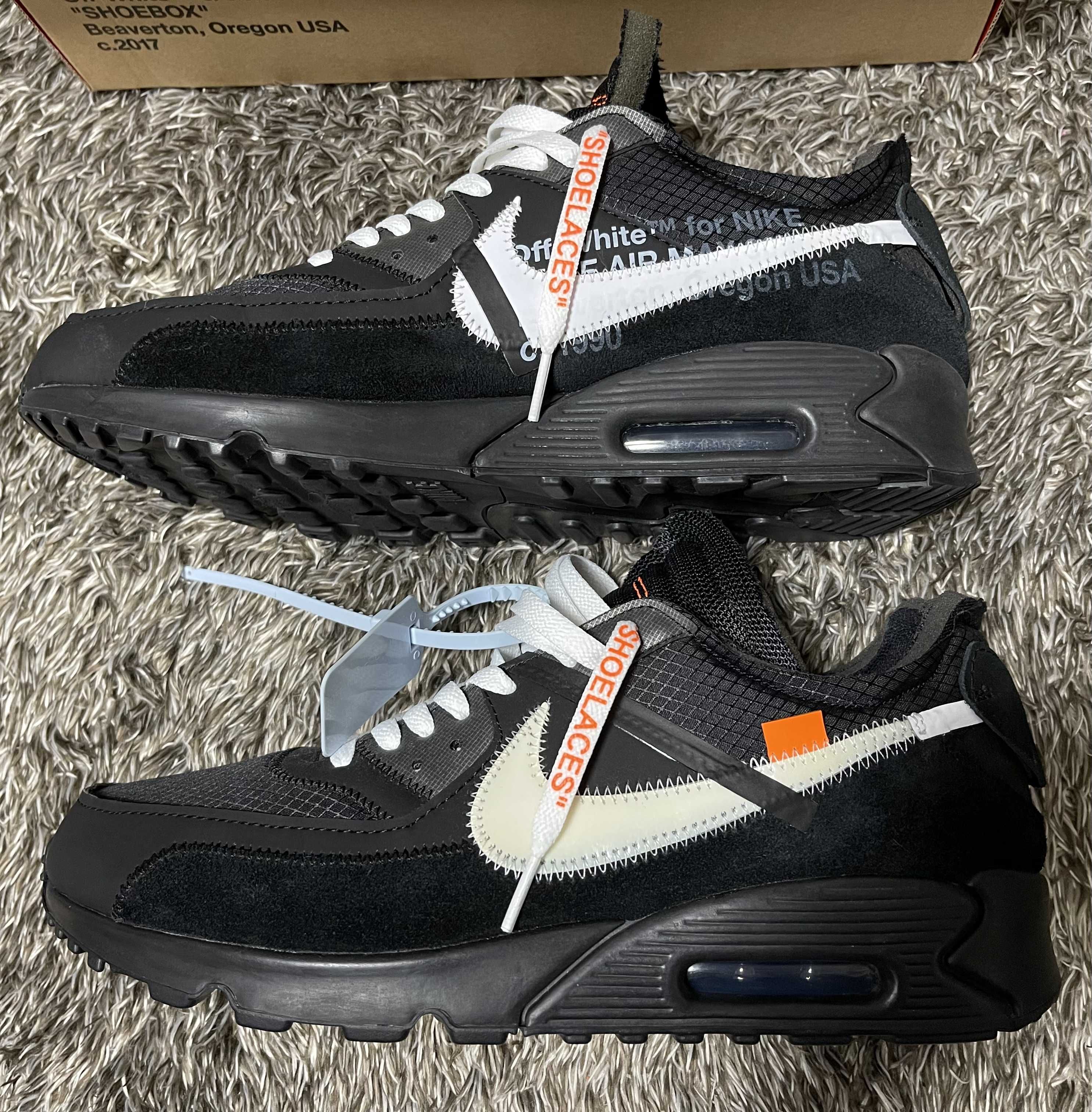 Off-White × Nike Air Max 90 "Black/Black-Cone-White"