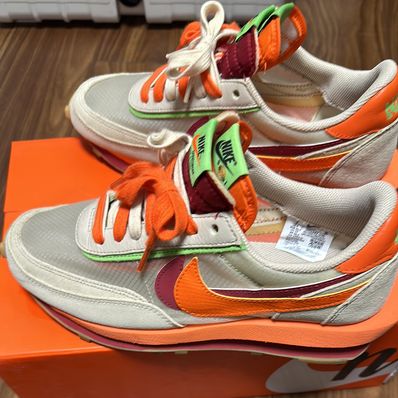 CLOT × Sacai × Nike LD Waffle "Orange Blaze"