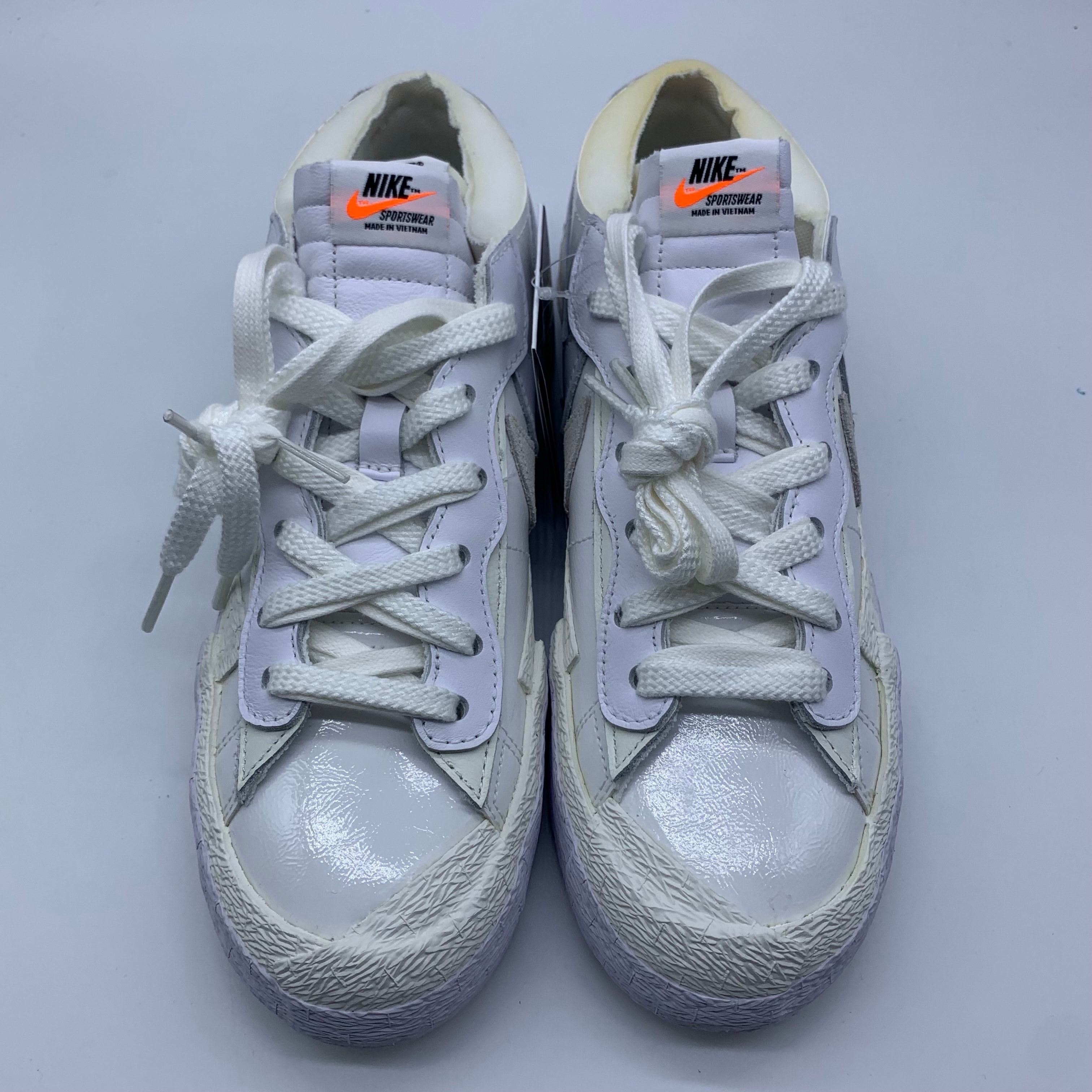 sacai × Nike Blazer Low "White Patent Leather"