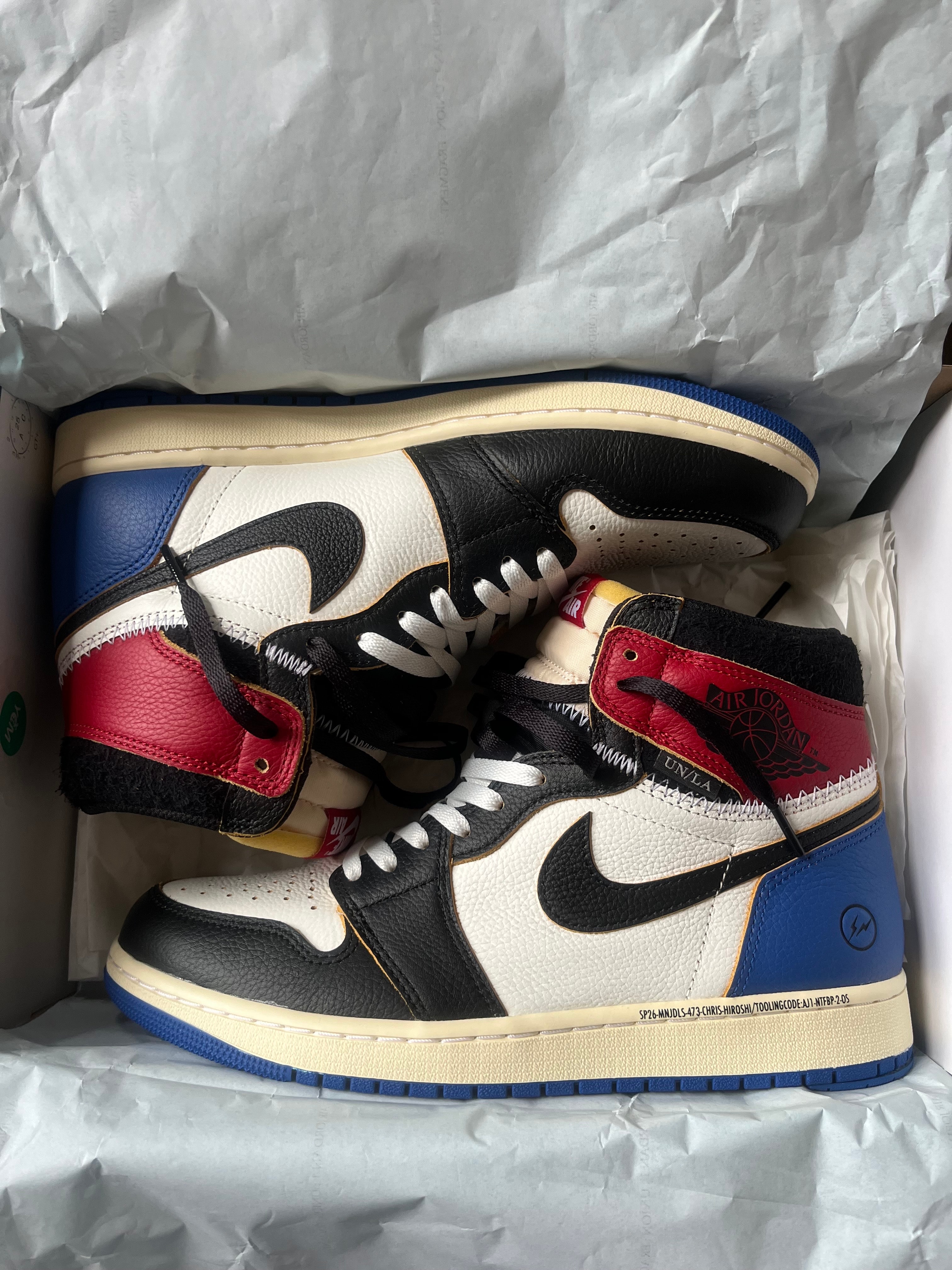 fragment design × UNION × Nike Air Jordan 1 High OG "Black/Varsity Red"