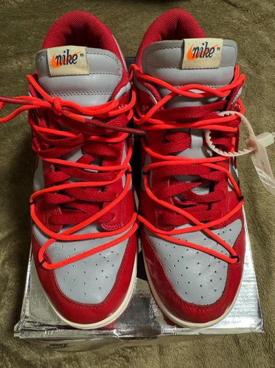 Off-White × Nike Dunk Low "University Red/Wolf Grey"