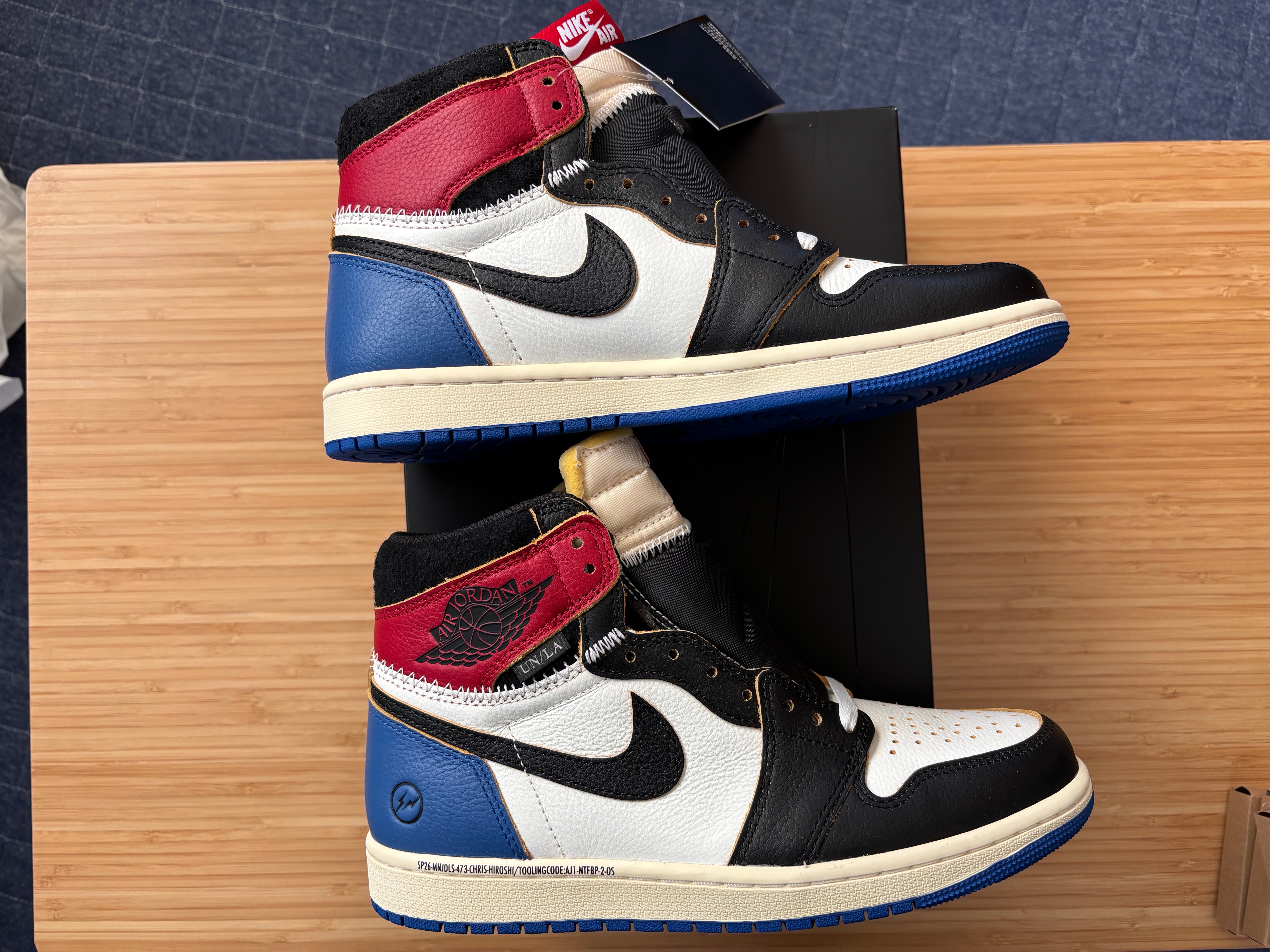 fragment design × UNION × Nike Air Jordan 1 High OG "Black/Varsity Red"