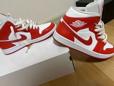 NIKE Women's AIR JORDAN 1 MID "WHITE/HABANERO RED"