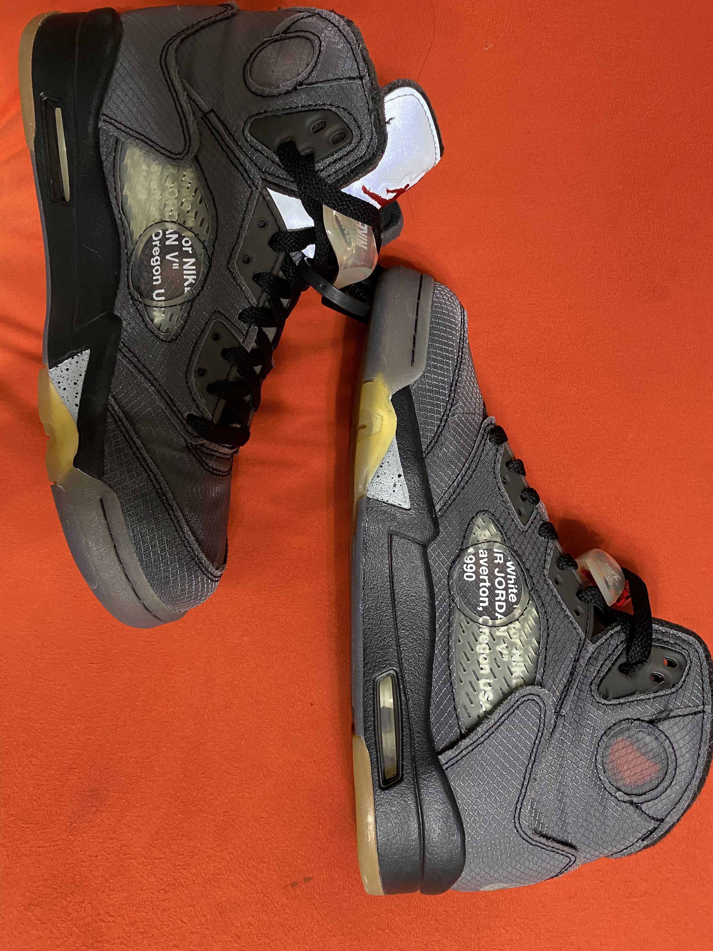 Off-White × Nike Air Jordan 5 "Black/Muslin/Fire Red"
