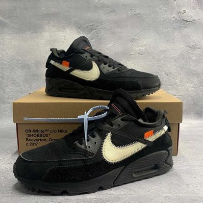 Off-White × Nike Air Max 90 "Black/Black-Cone-White"