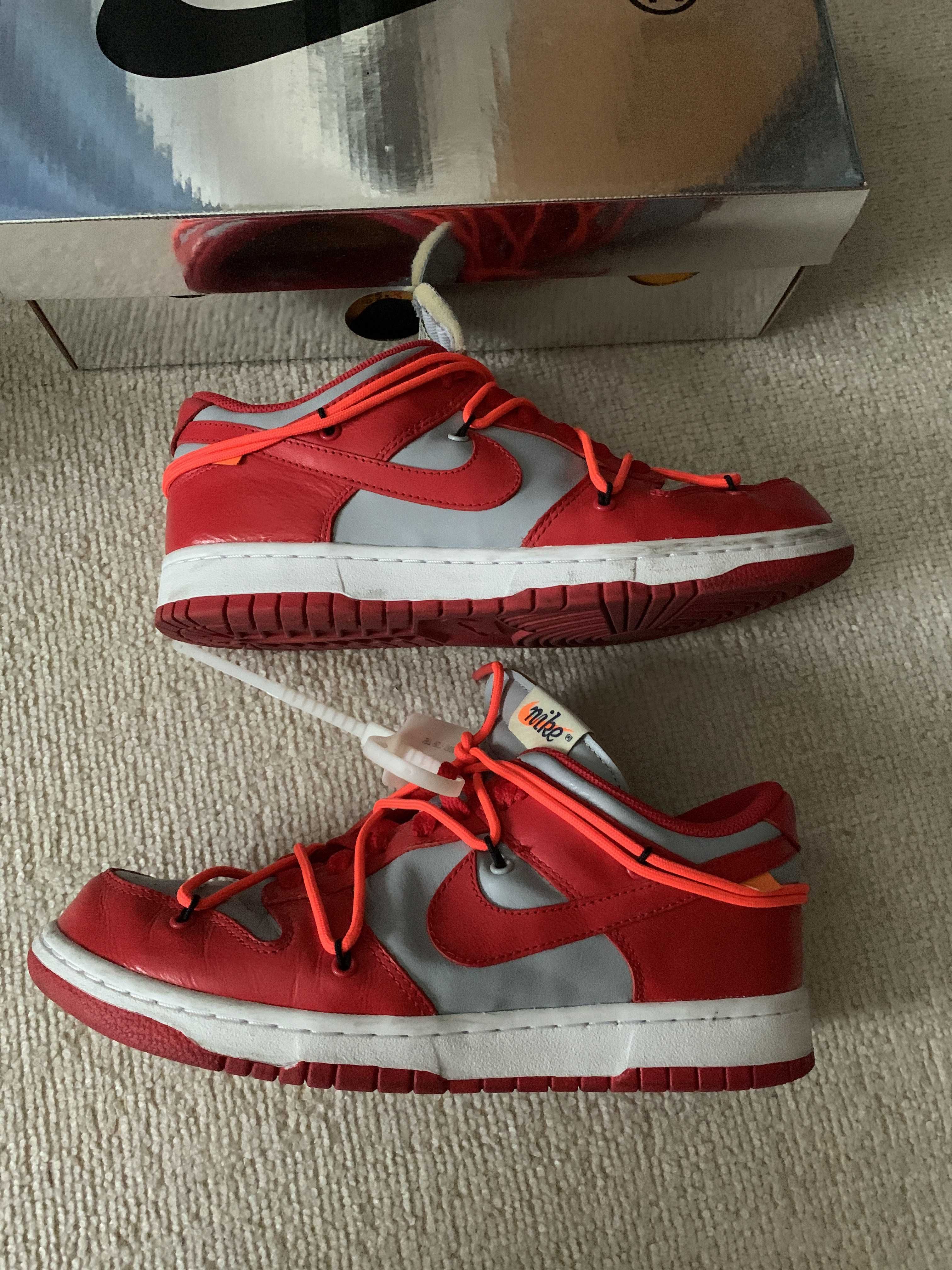 Off-White × Nike Dunk Low "University Red/Wolf Grey"