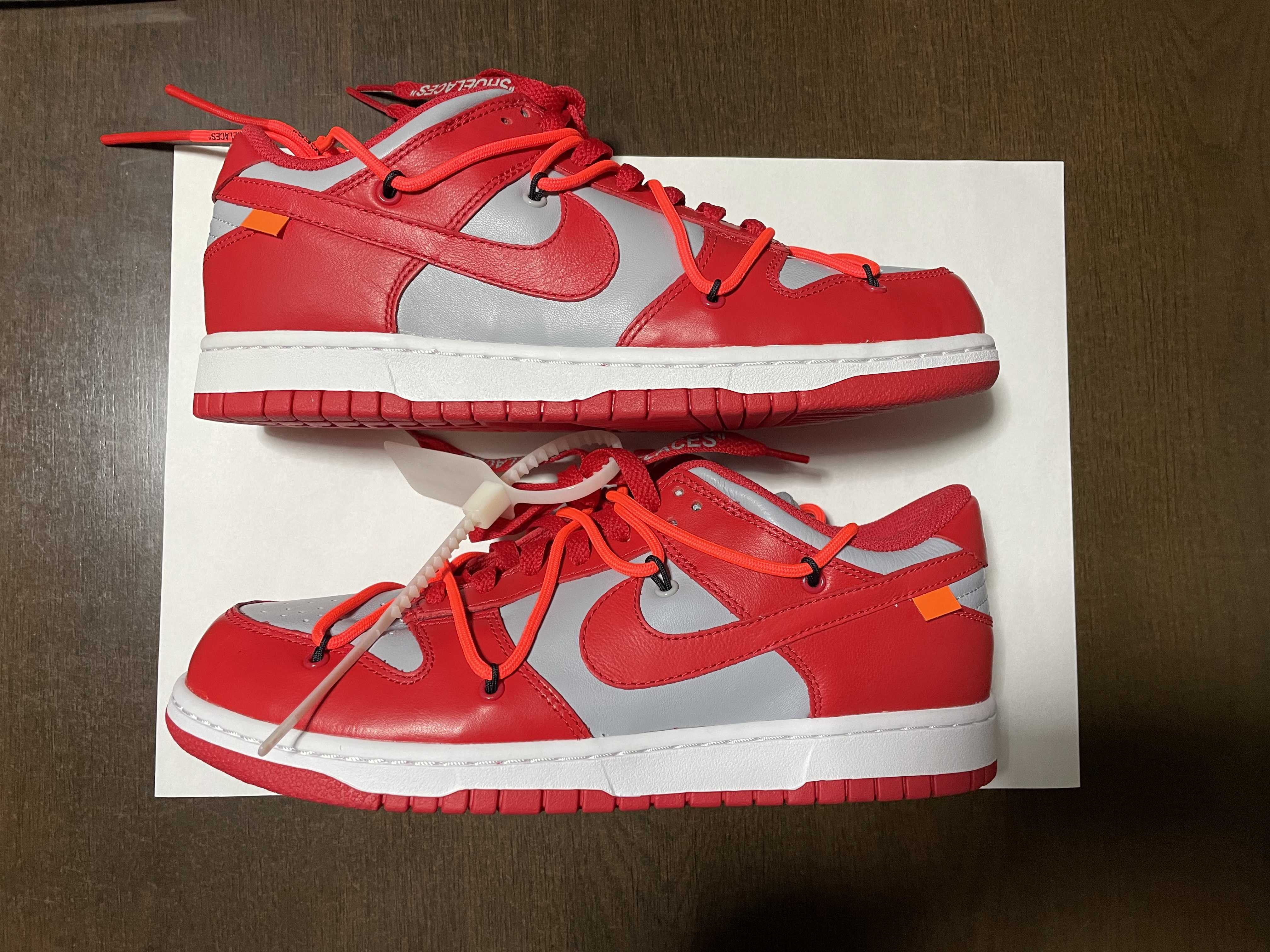 Off-White × Nike Dunk Low "University Red/Wolf Grey"