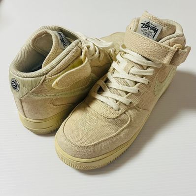 Stussy × Nike Air Force 1 Mid "Fossil Stone"