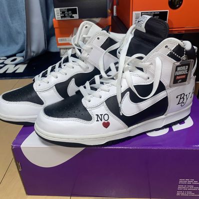 Supreme × Nike SB Dunk High By Any Means "White Black"