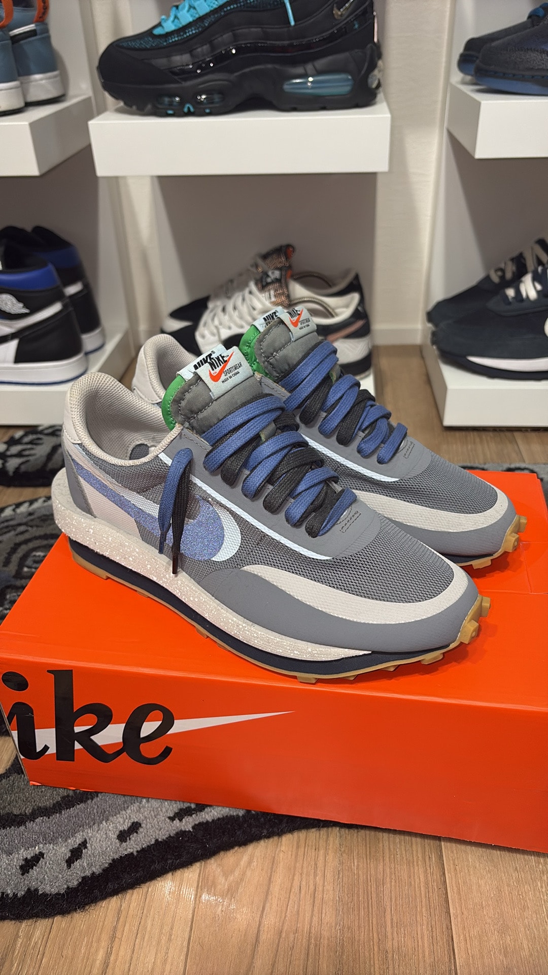 CLOT × Sacai × Nike LD Waffle "Grey Obsidian/Cool Grey"