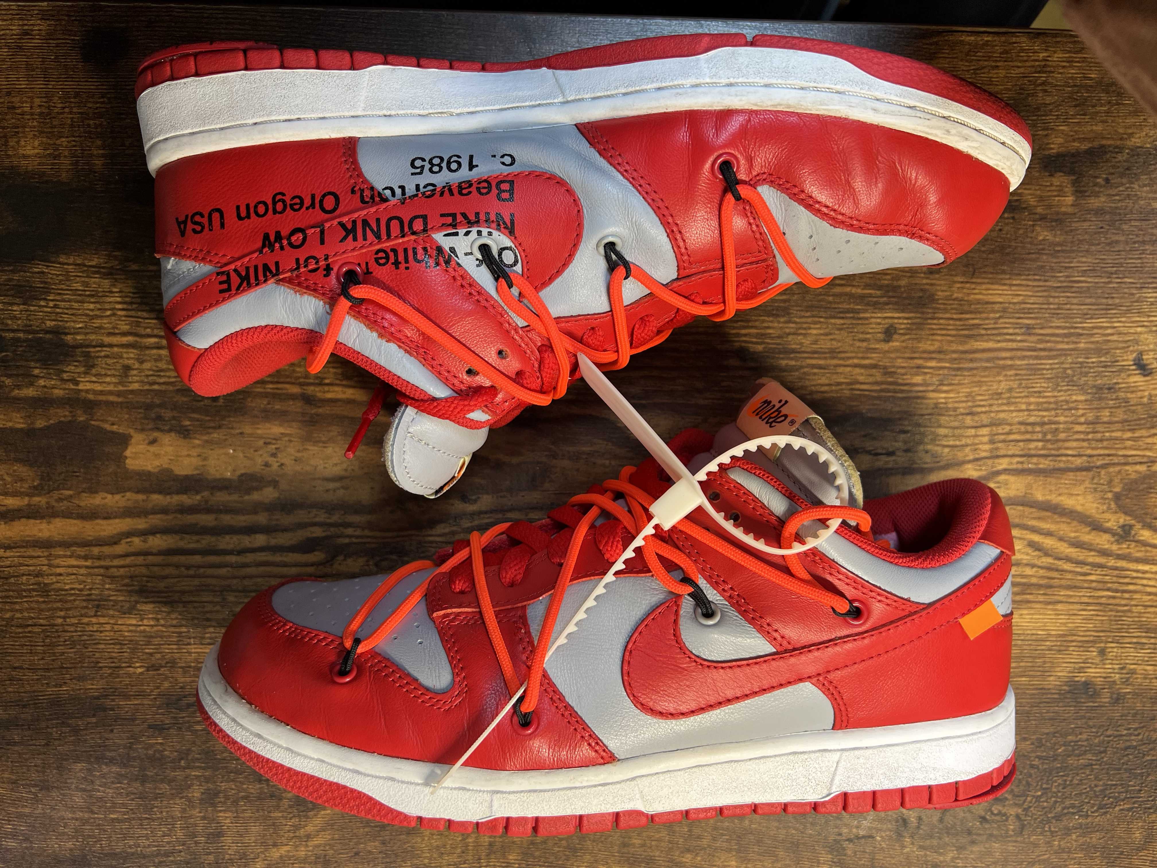 Off-White × Nike Dunk Low "University Red/Wolf Grey"