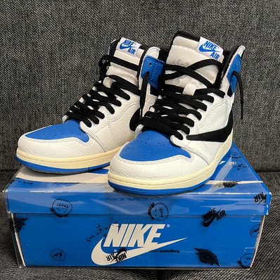 Travis Scott × fragment design × Nike Air Jordan 1 Retro High OG SP "Military Blue"
