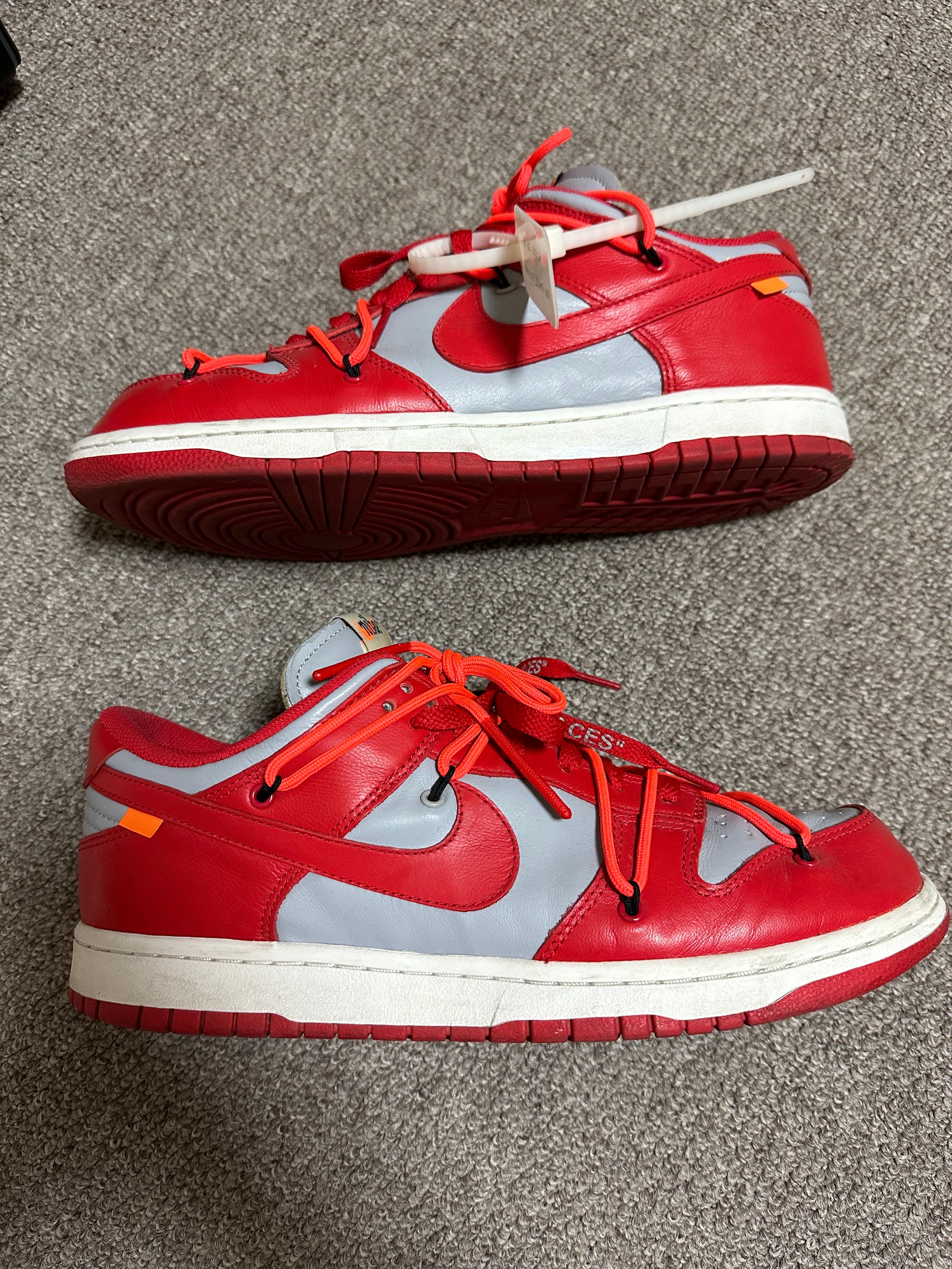 Off-White × Nike Dunk Low "University Red/Wolf Grey"