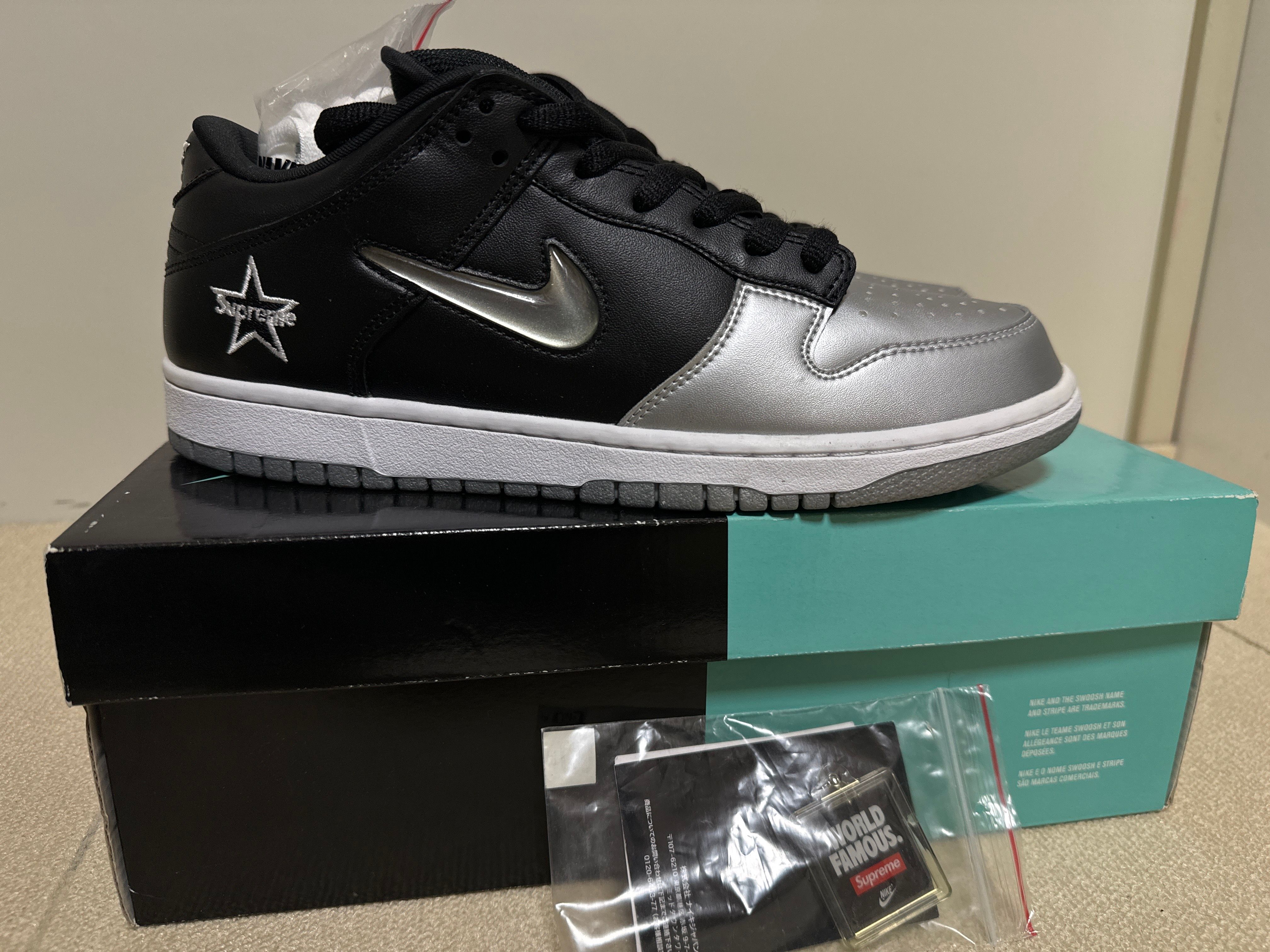 Supreme × Nike Dunk Low "Metallic Silver/Black"