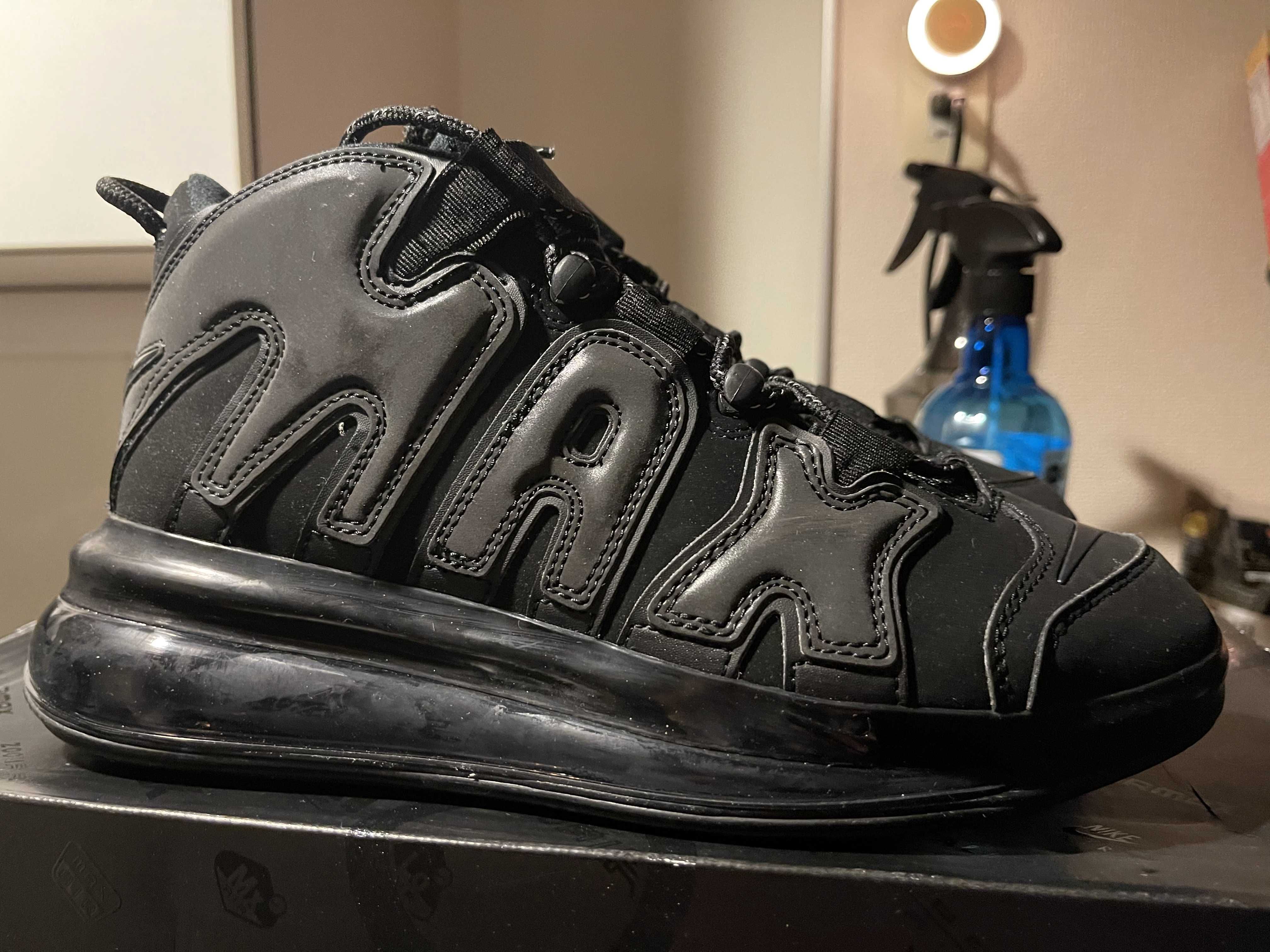 NIKE AIR MORE UPTEMPO 720 BLACK / METALLIC BLACK