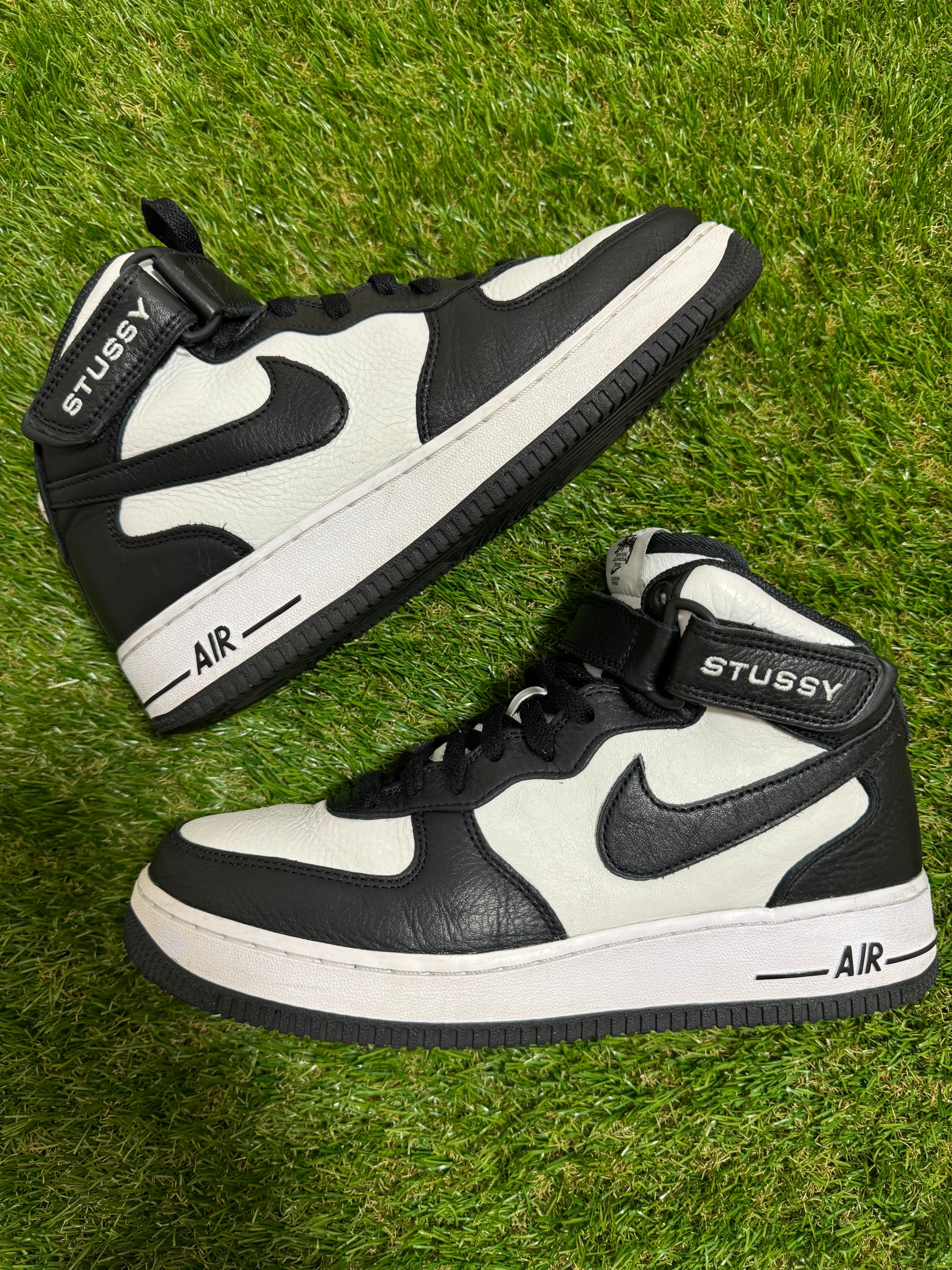 Stussy × Nike Air Force 1 Mid "Black and Light Bone"
