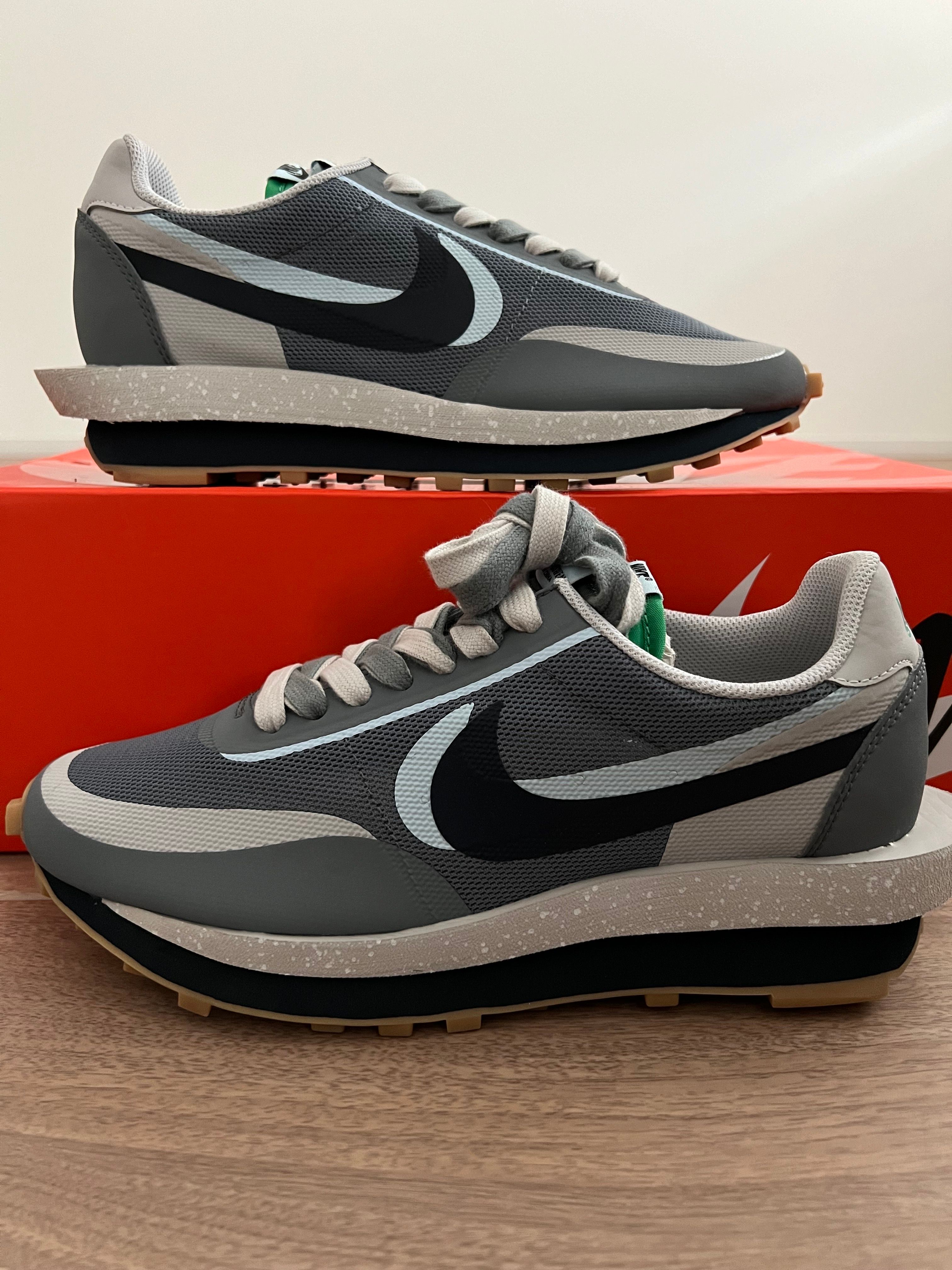 CLOT × Sacai × Nike LD Waffle "Grey Obsidian/Cool Grey"