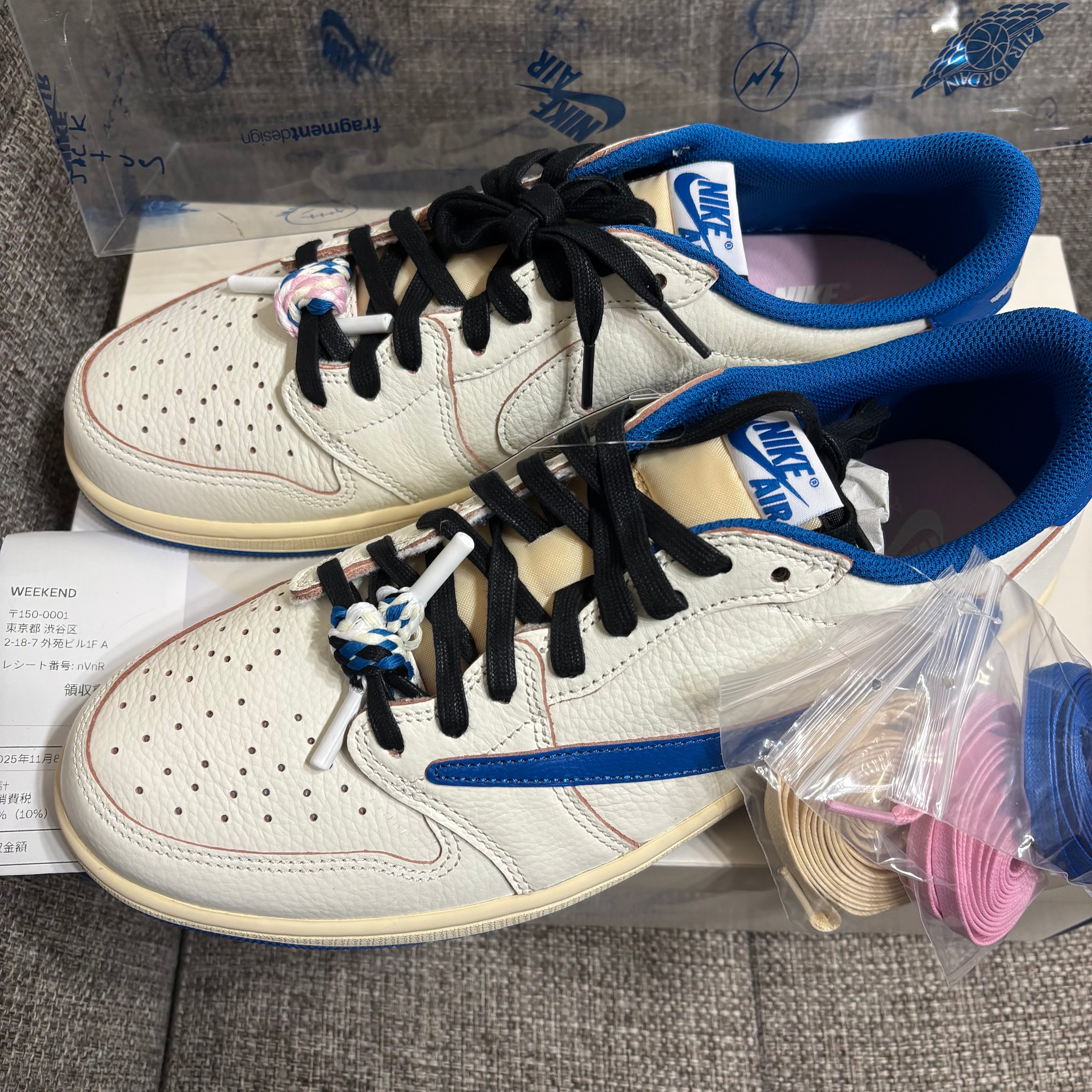 Travis Scott × fragment design × Nike Air Jordan 1 Low OG "Sail/Military Blue"