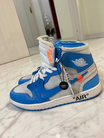 Off-White × Nike Air Jordan 1 High UNC "White/Dark Powder Blue"