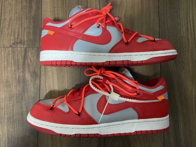 Off-White × Nike Dunk Low "University Red/Wolf Grey"