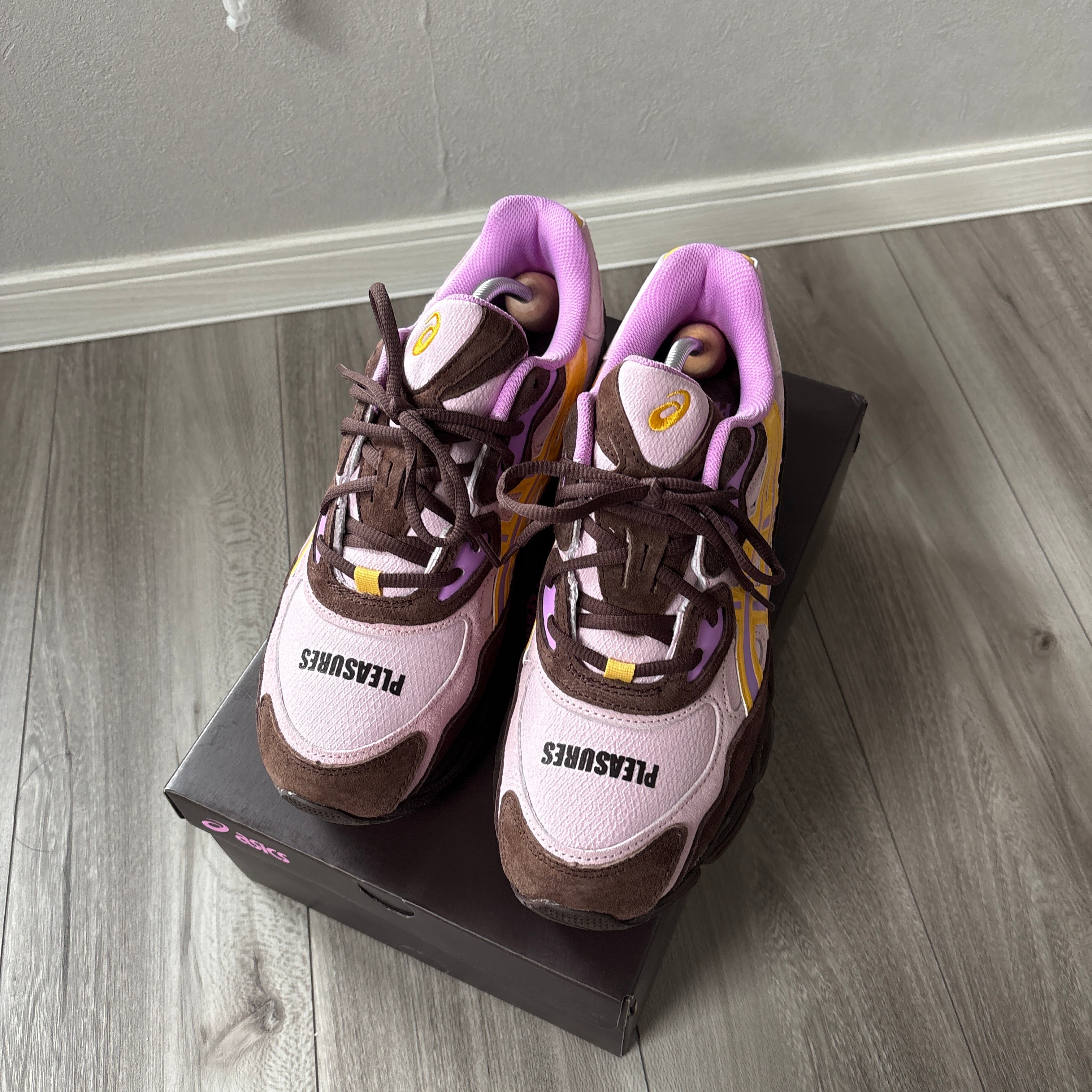PLEASURES × Asics Gel-NYC "Pink/Brown/Yellow"