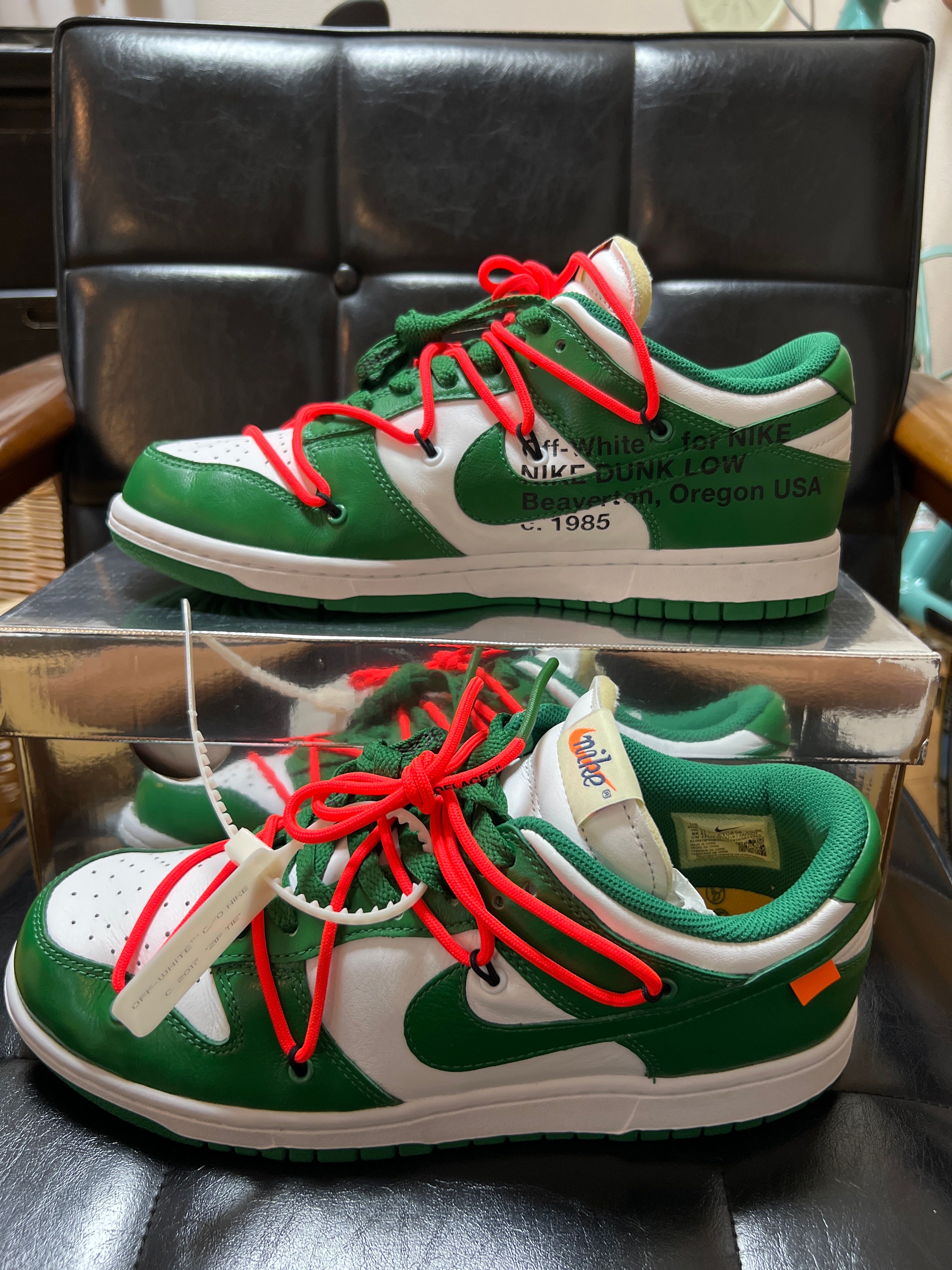 Off-White × Nike Dunk Low "White/Pine Green"