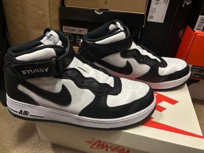 Stussy × Nike Air Force 1 Mid "Black and Light Bone"