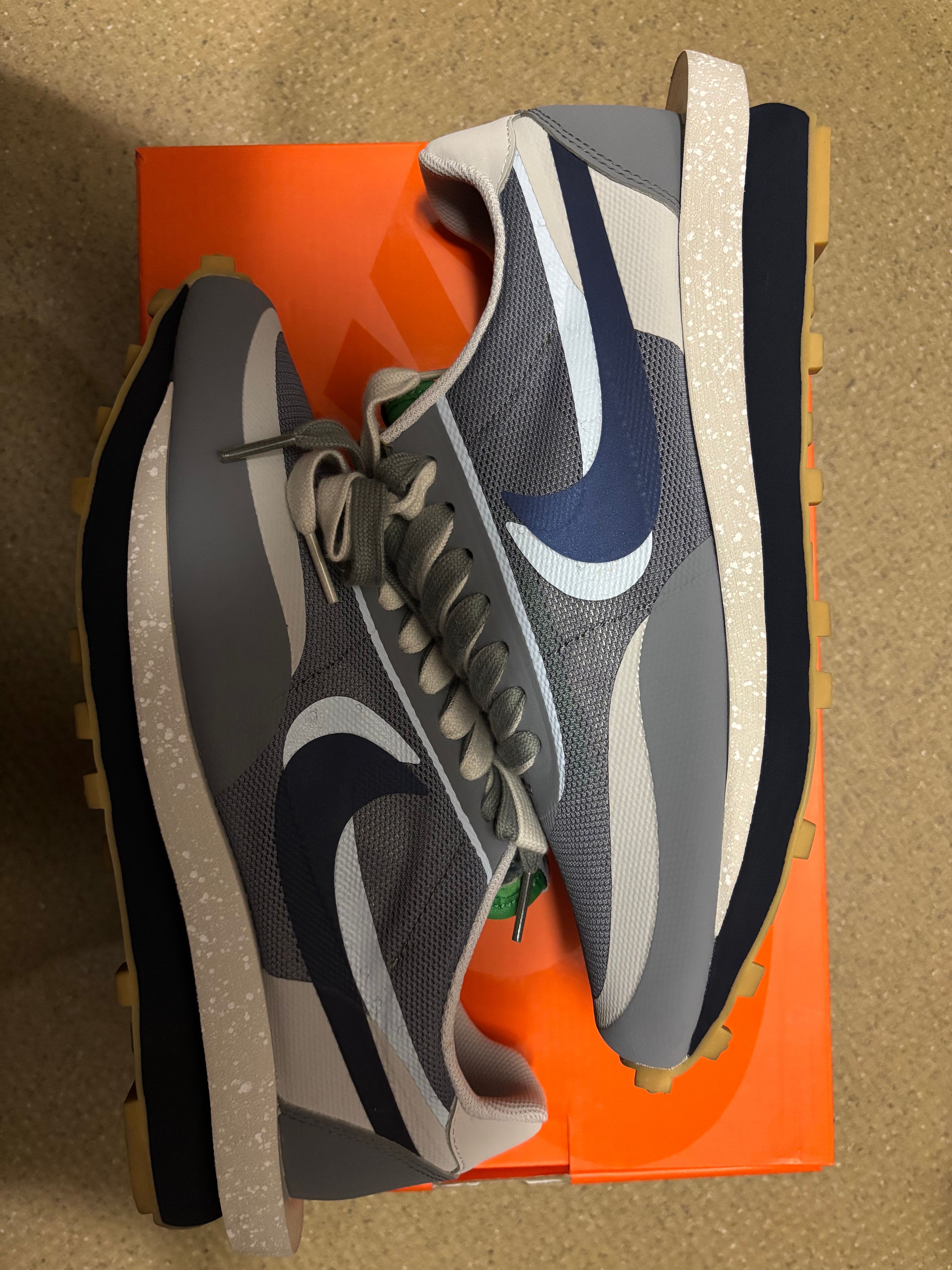 CLOT × Sacai × Nike LD Waffle "Grey Obsidian/Cool Grey"