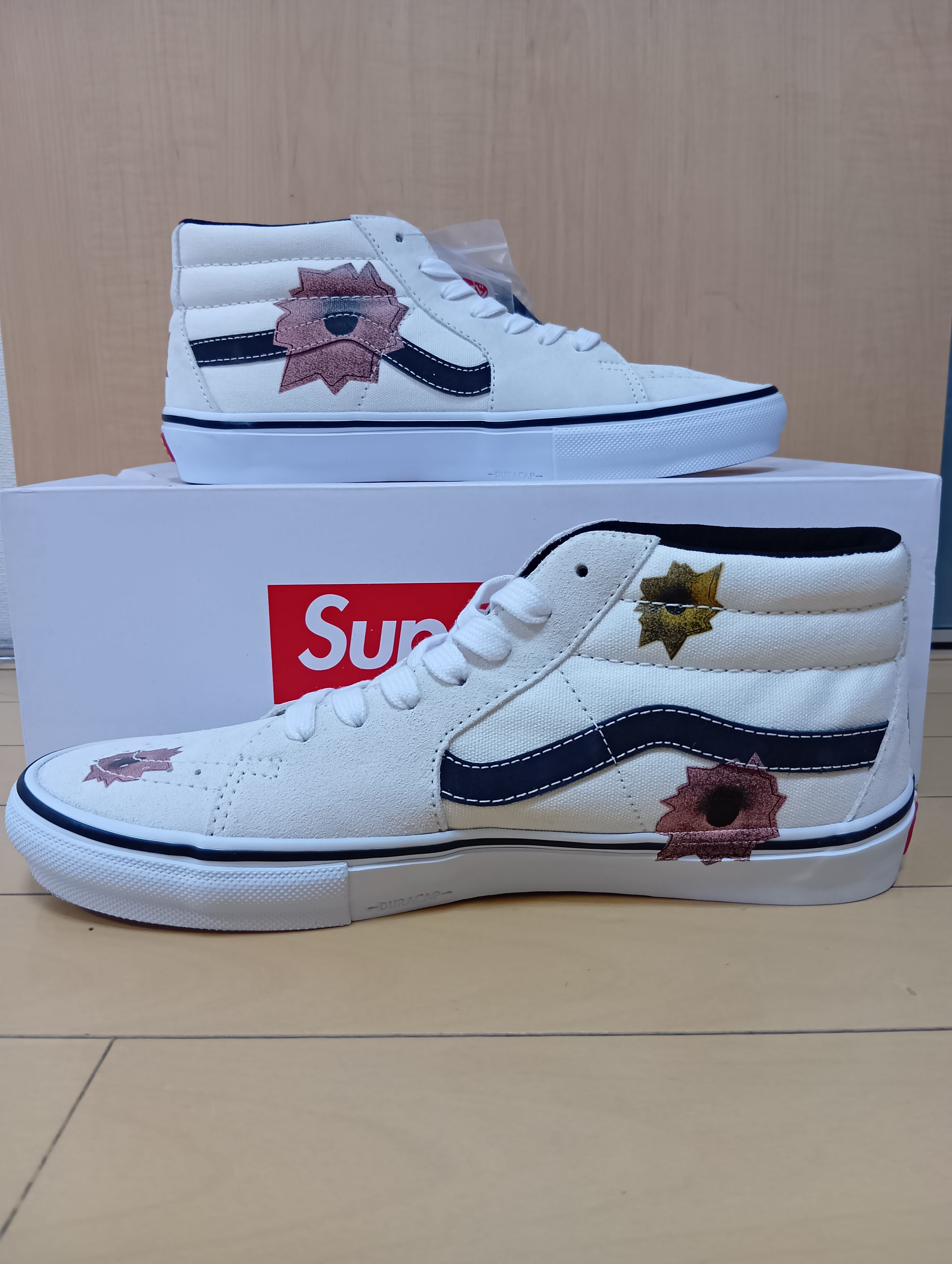 Nate Lowman × Supreme × Vans Skate Grosso Mid "Bullet Hole/Natural" (Japan Exclusive) (25SS Week9)