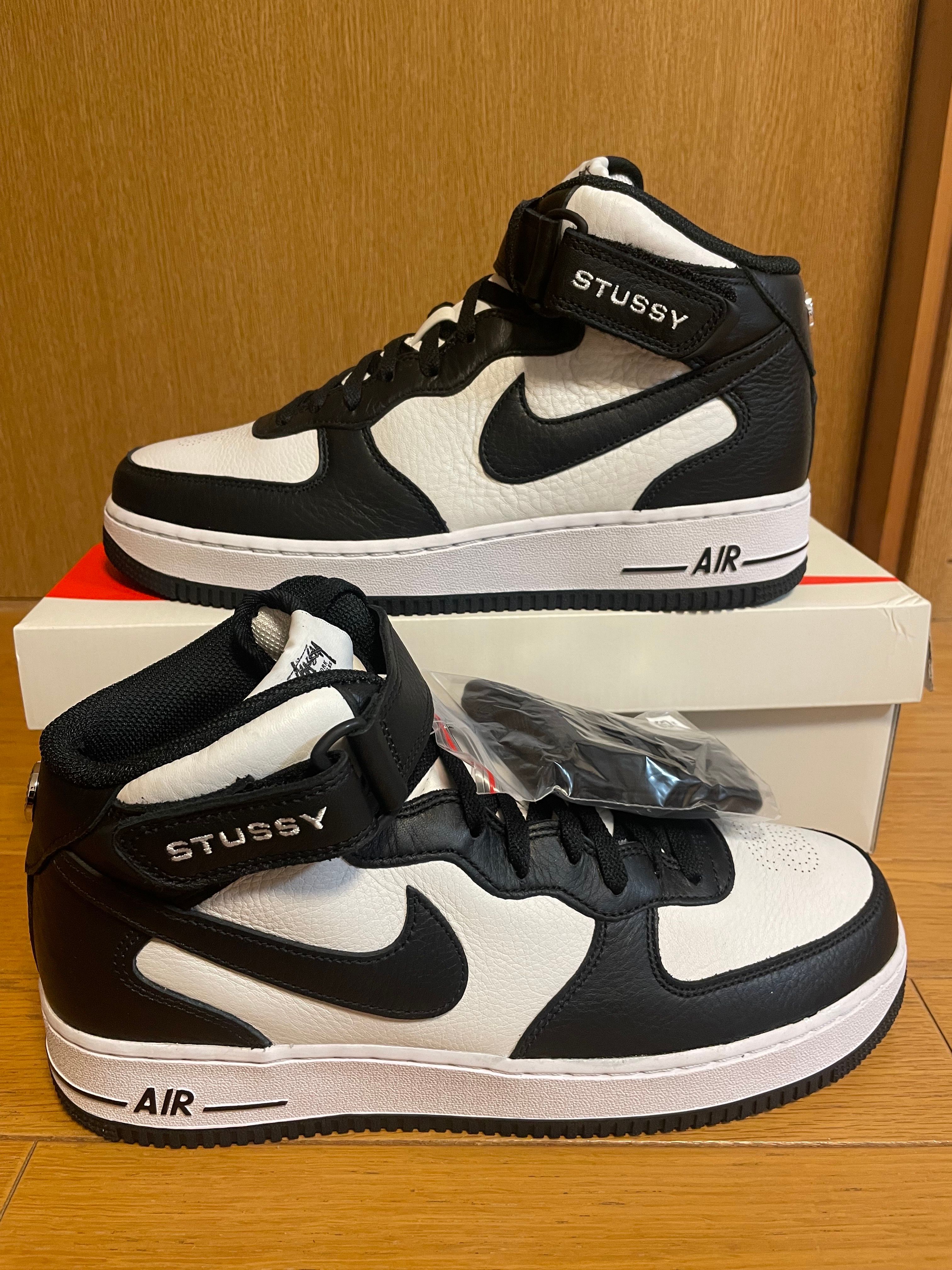 Stussy × Nike Air Force 1 Mid "Black and Light Bone"