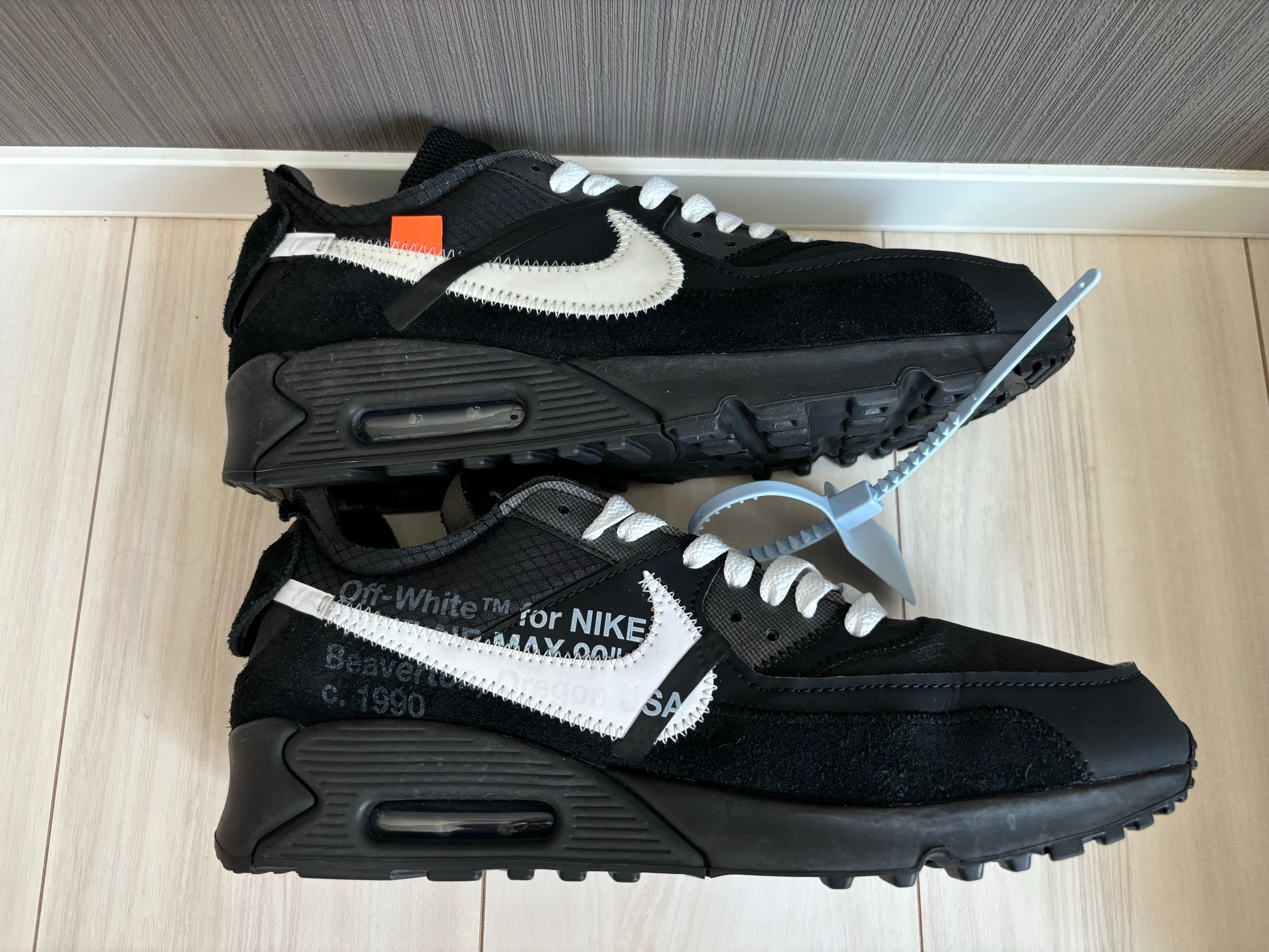 Off-White × Nike Air Max 90 "Black/Black-Cone-White"