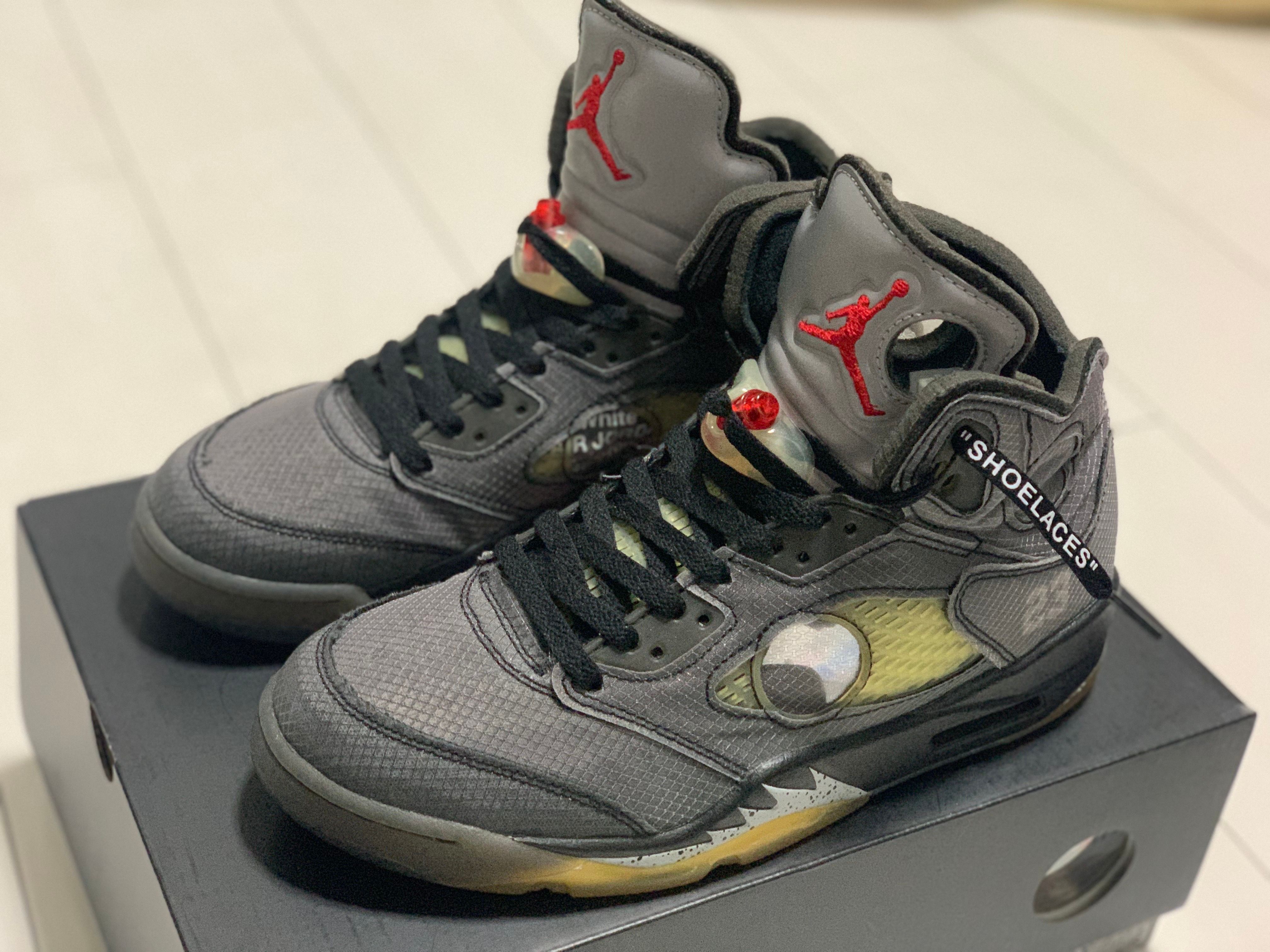 Off-White × Nike Air Jordan 5 "Black/Muslin/Fire Red"