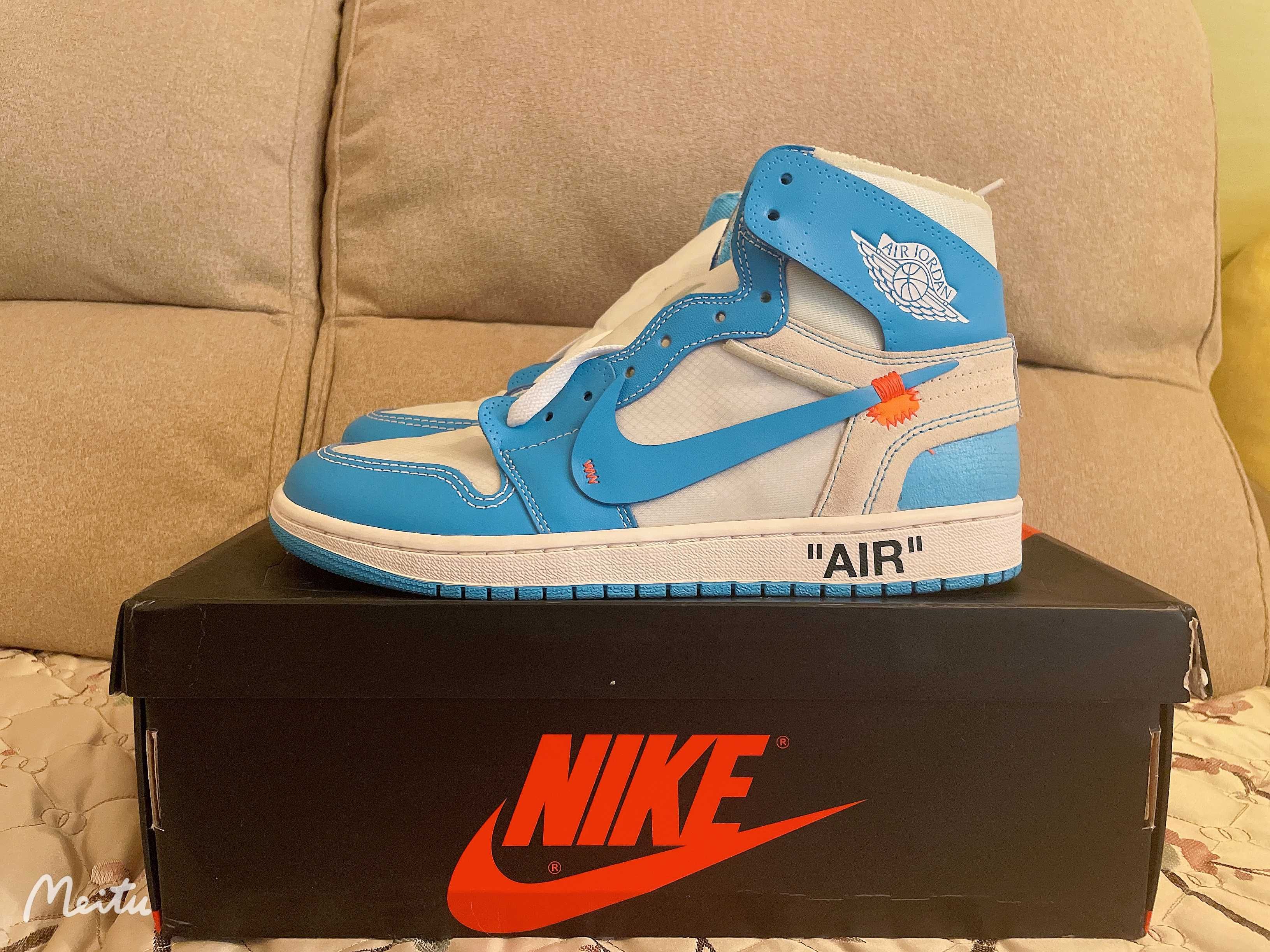 Off-White × Nike Air Jordan 1 High UNC "White/Dark Powder Blue"
