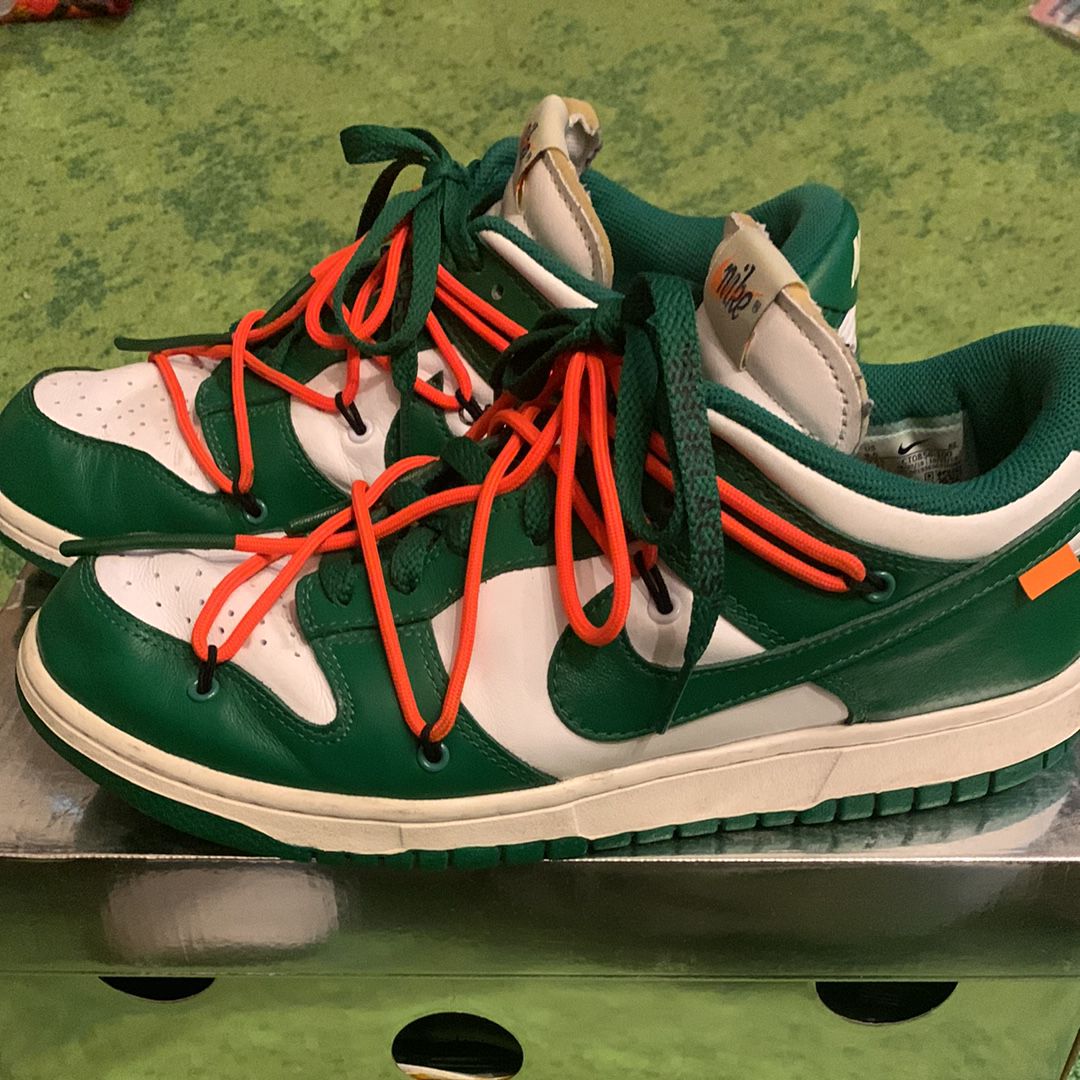 Off-White × Nike Dunk Low "White/Pine Green"