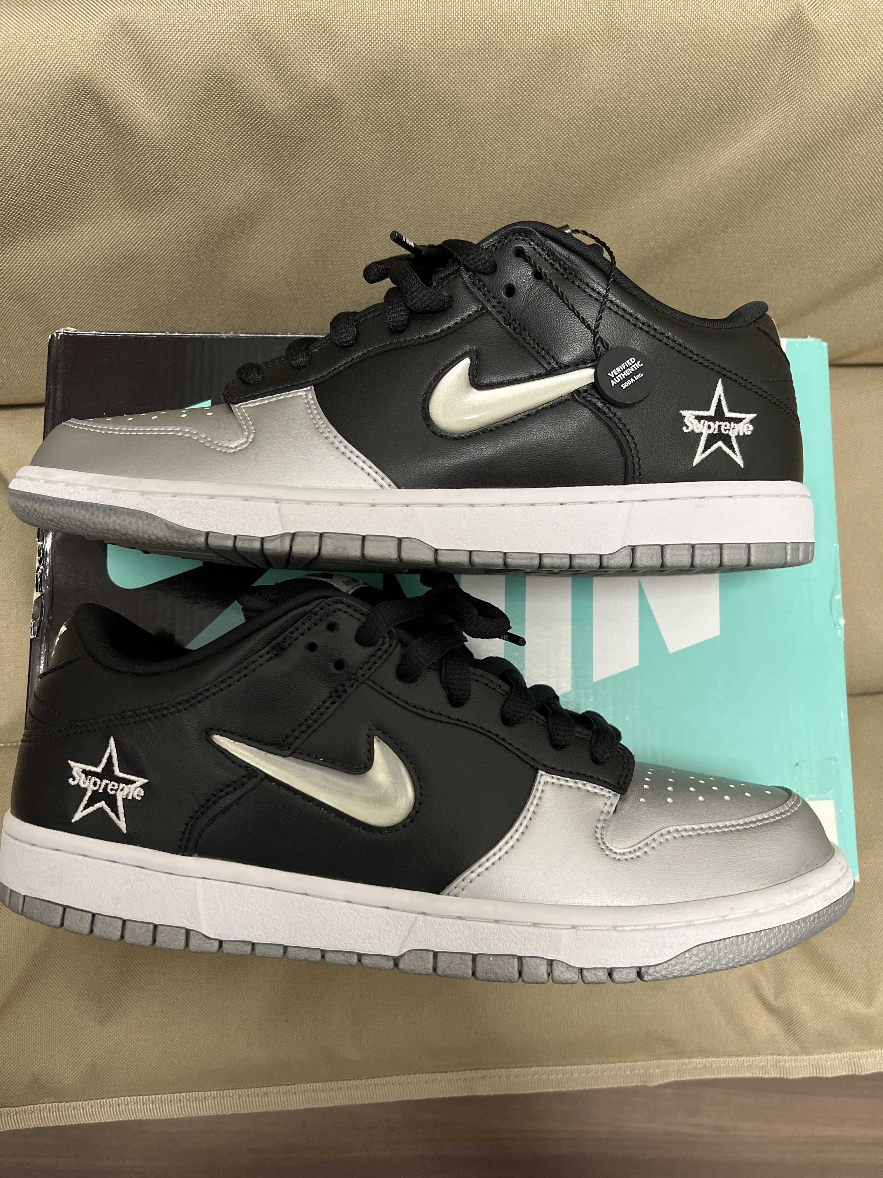 Supreme × Nike Dunk Low "Metallic Silver/Black"