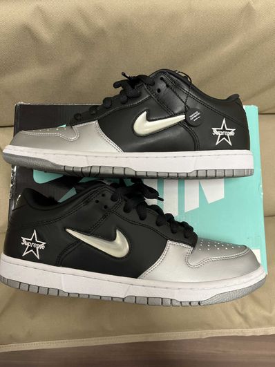 Supreme × Nike Dunk Low "Metallic Silver/Black"