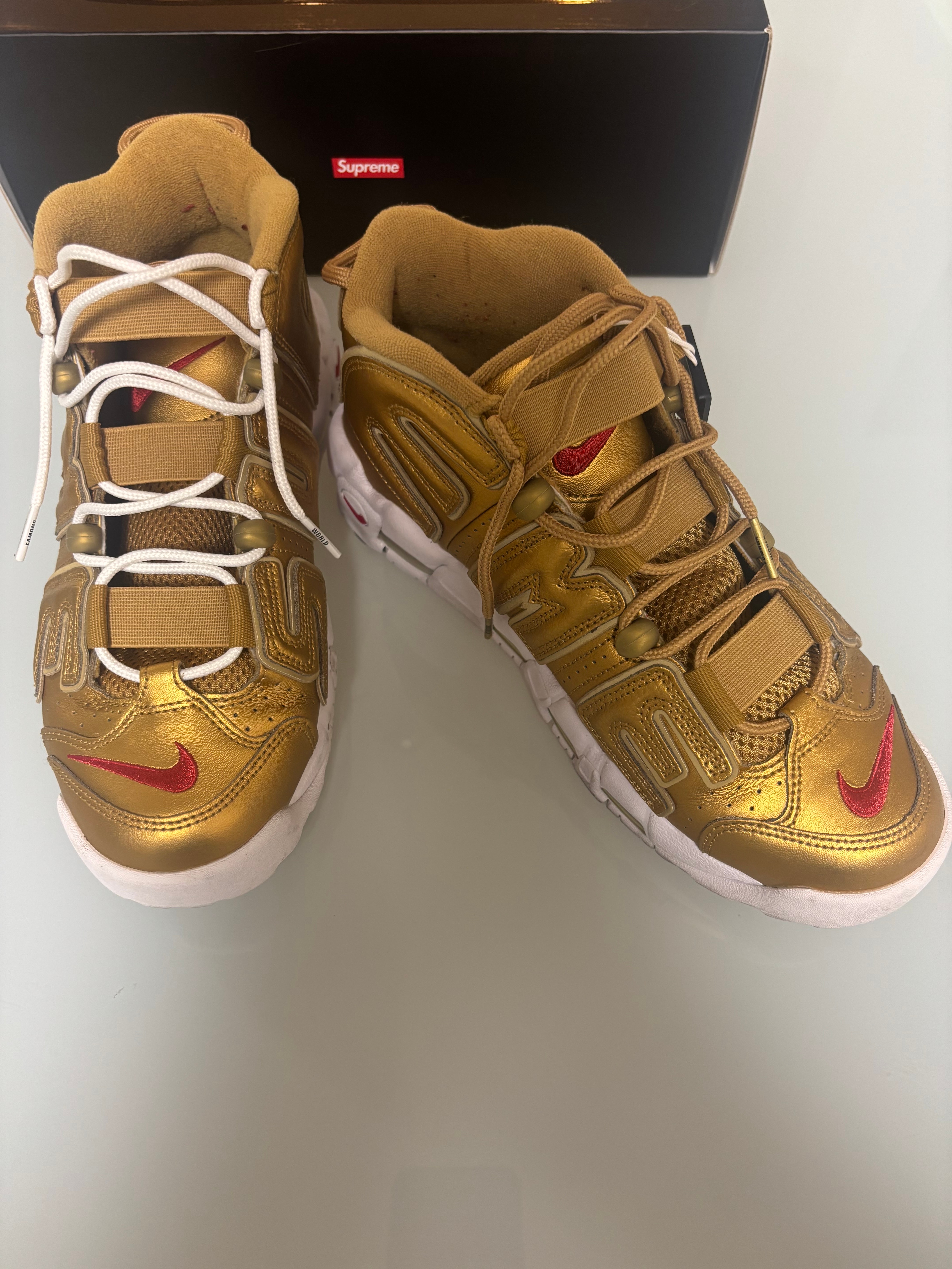Supreme × Nike Air More Uptempo "Metallic Gold"