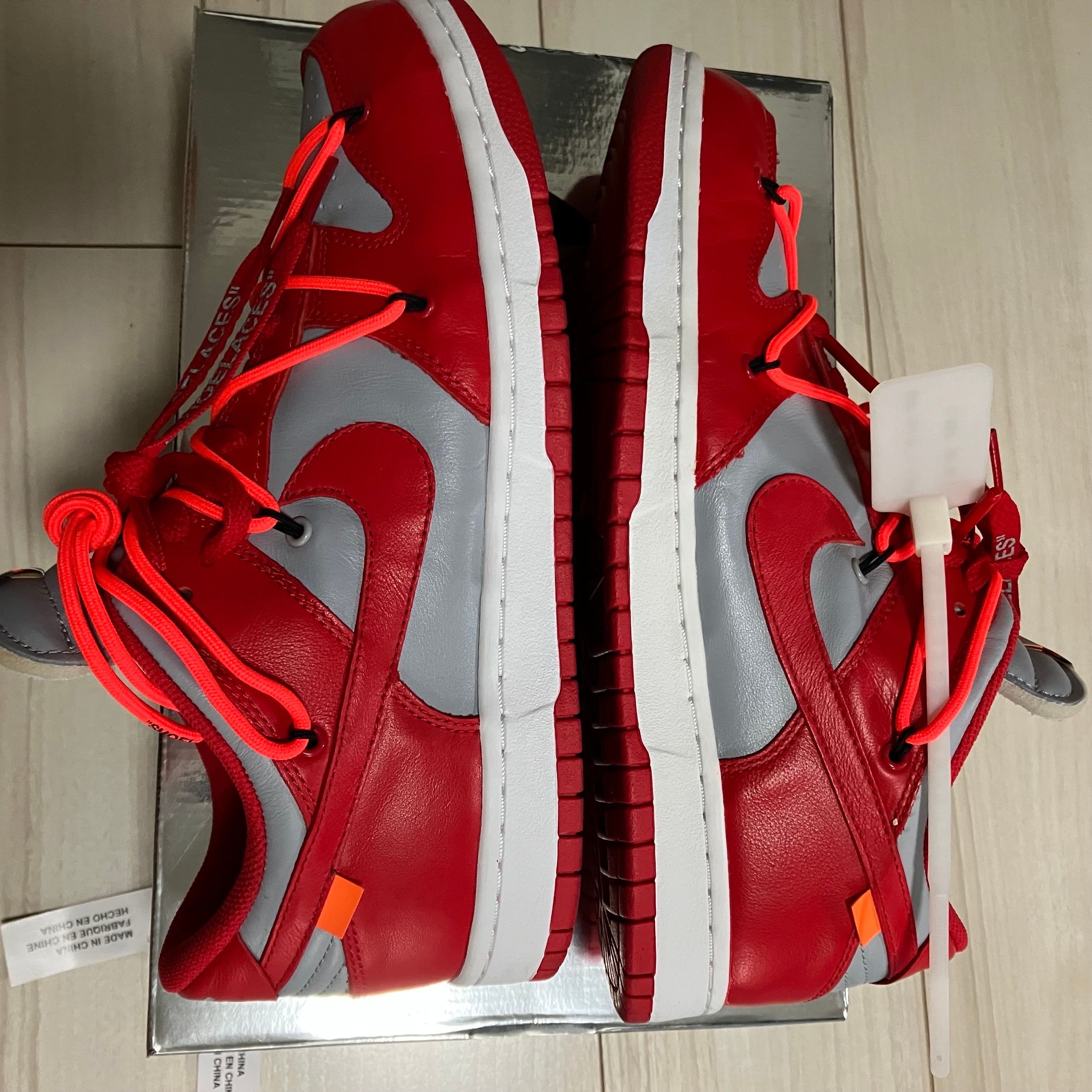 Off-White × Nike Dunk Low "University Red/Wolf Grey"