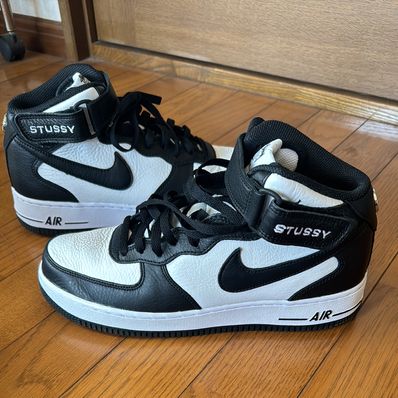 Stussy × Nike Air Force 1 Mid "Black and Light Bone"