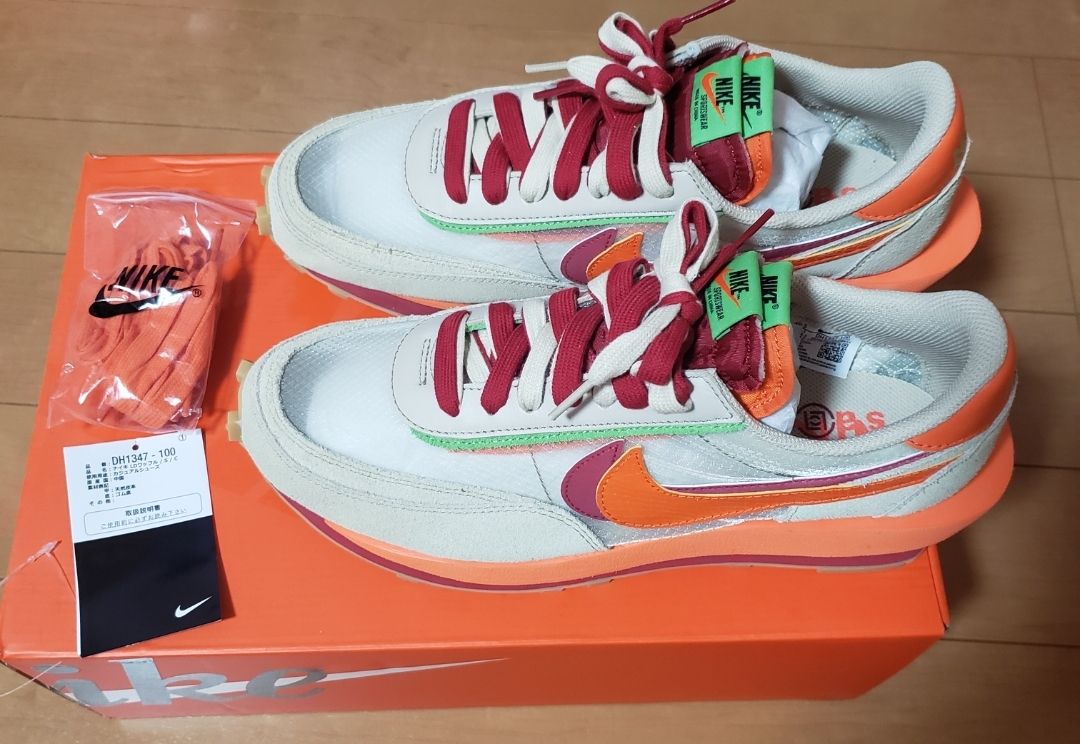 CLOT × Sacai × Nike LD Waffle "Orange Blaze"