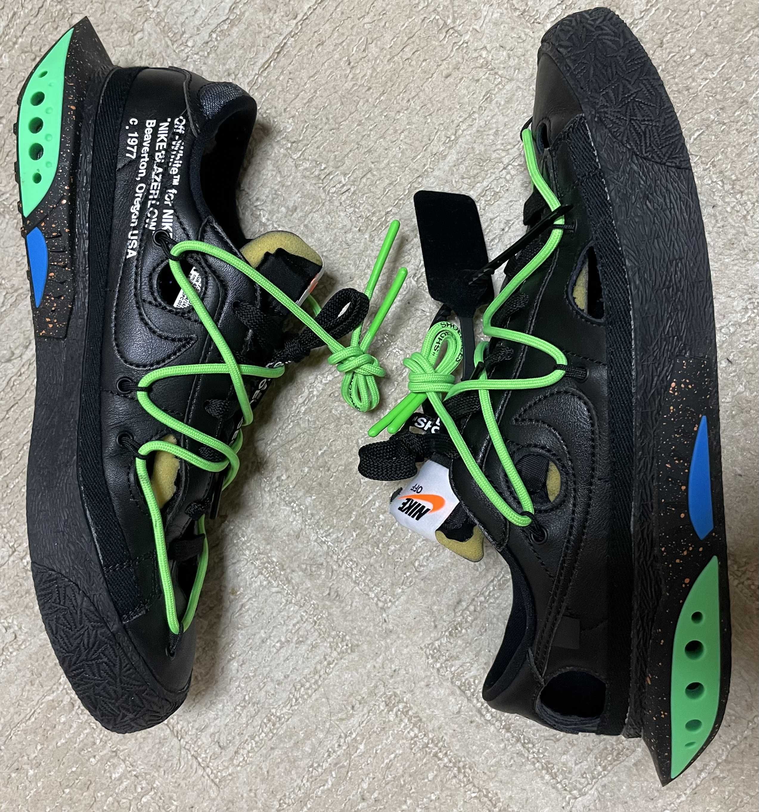Off-White × Nike Blazer Low "Black and Electro Green"