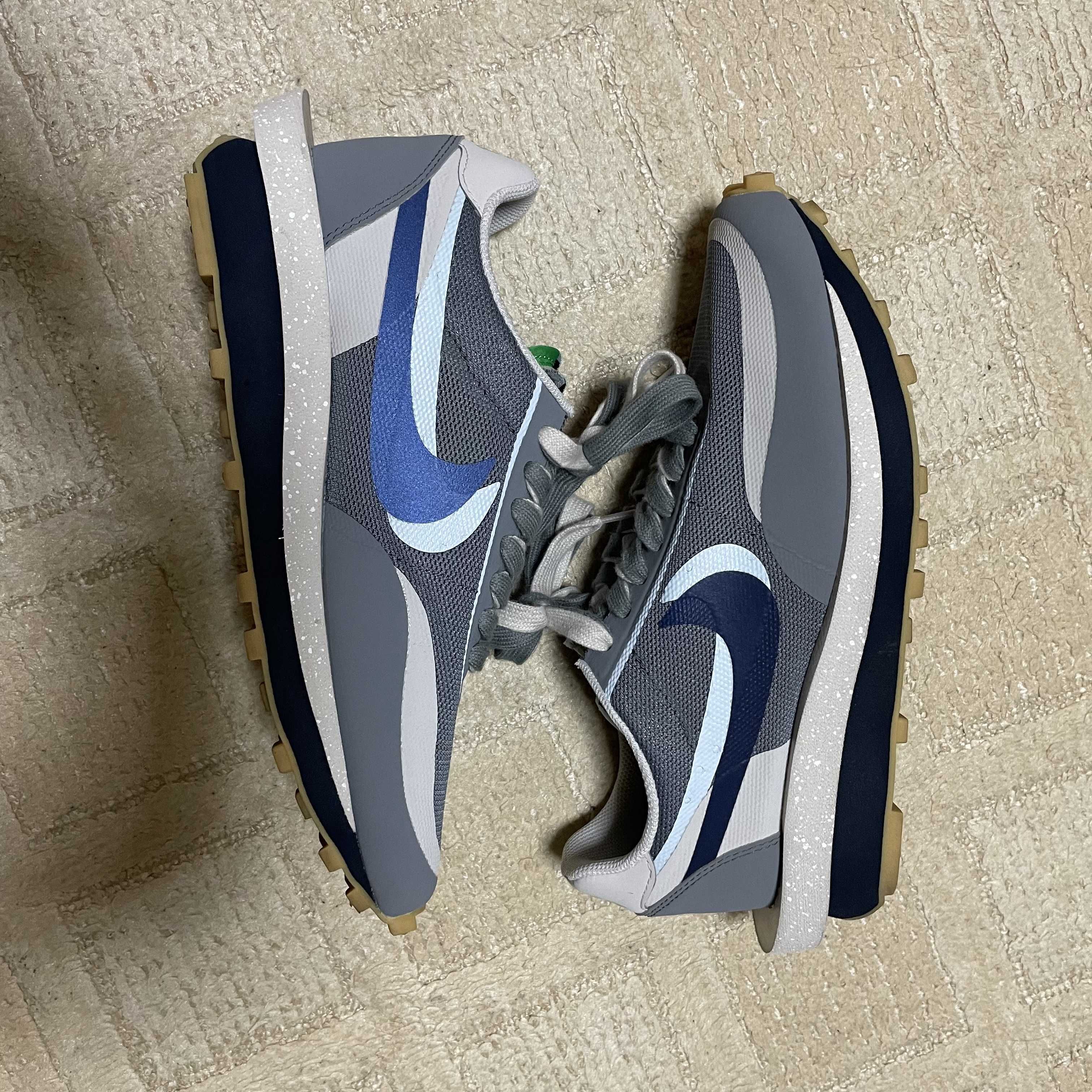 CLOT × Sacai × Nike LD Waffle "Grey Obsidian/Cool Grey"