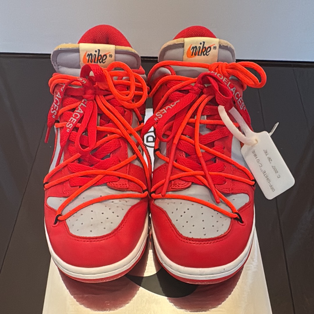 Off-White × Nike Dunk Low "University Red/Wolf Grey"
