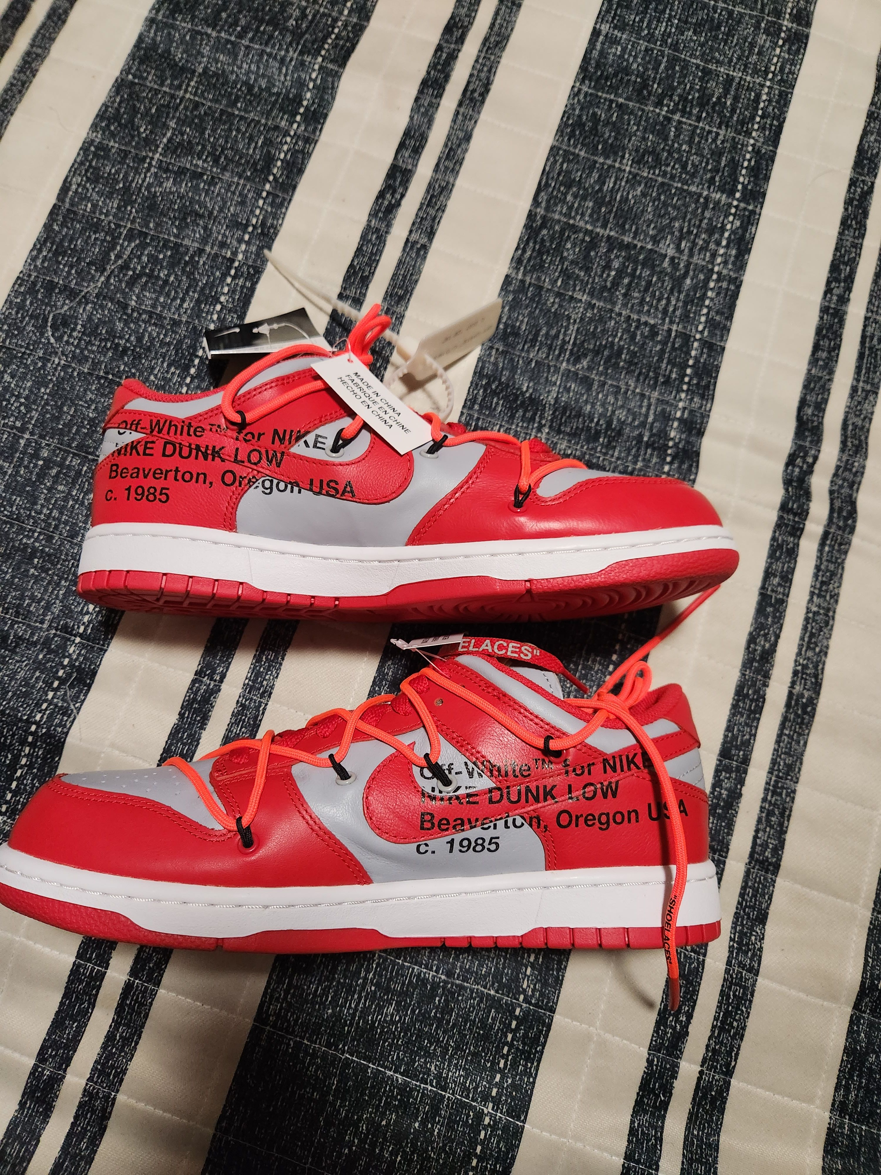 Off-White × Nike Dunk Low "University Red/Wolf Grey"