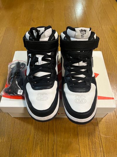 Stussy × Nike Air Force 1 Mid "Black and Light Bone"