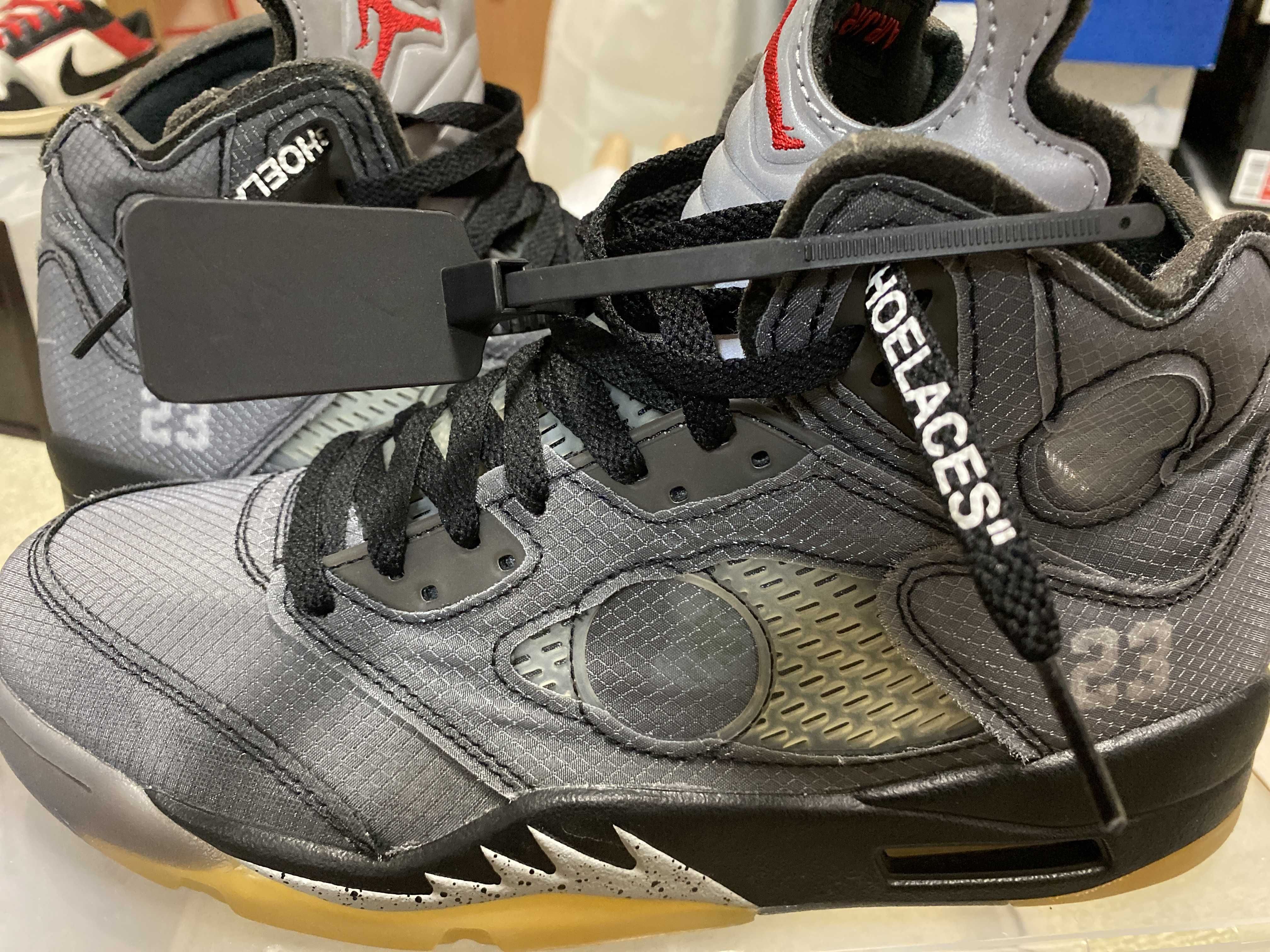Off-White × Nike Air Jordan 5 "Black/Muslin/Fire Red"