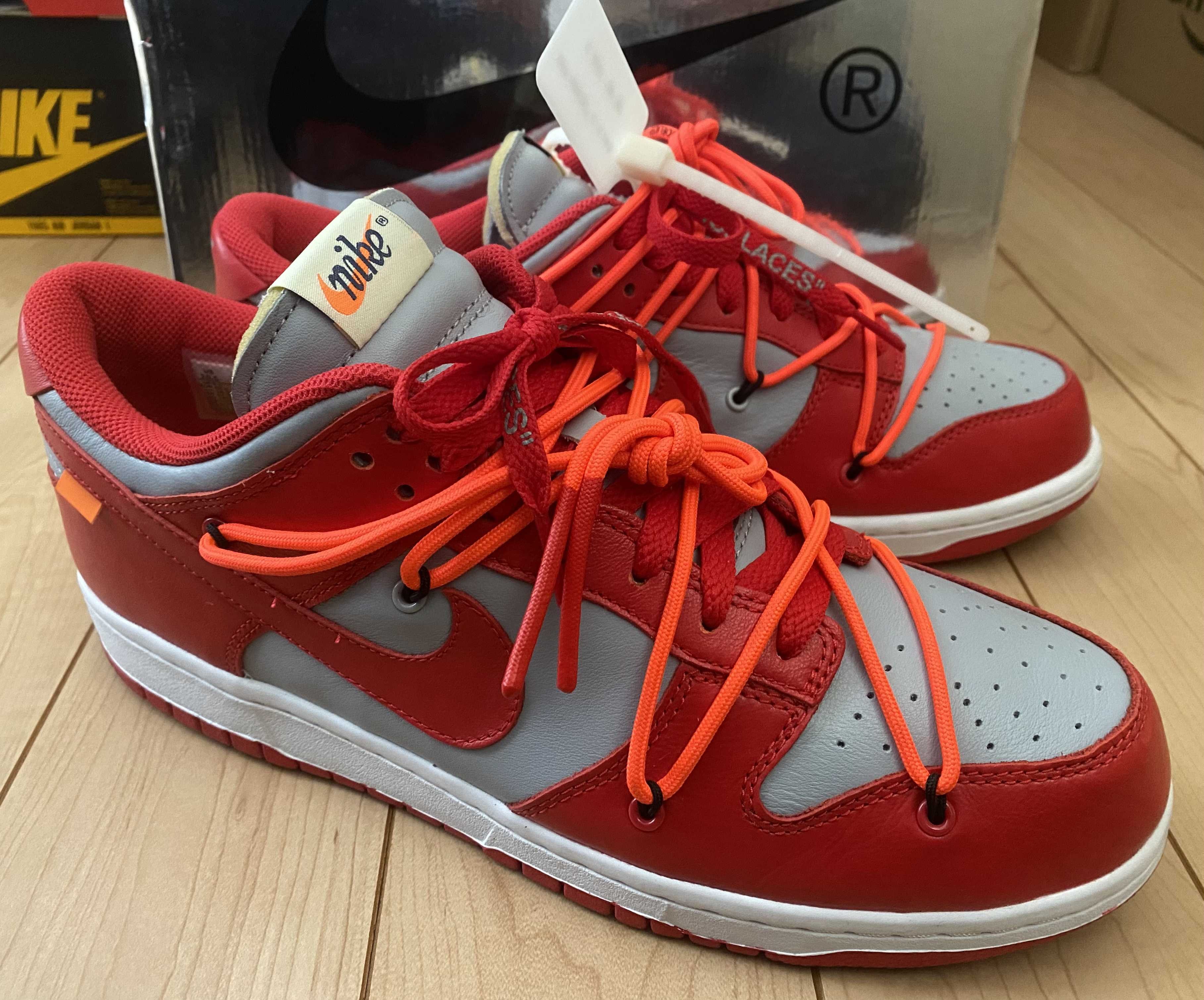 Off-White × Nike Dunk Low "University Red/Wolf Grey"