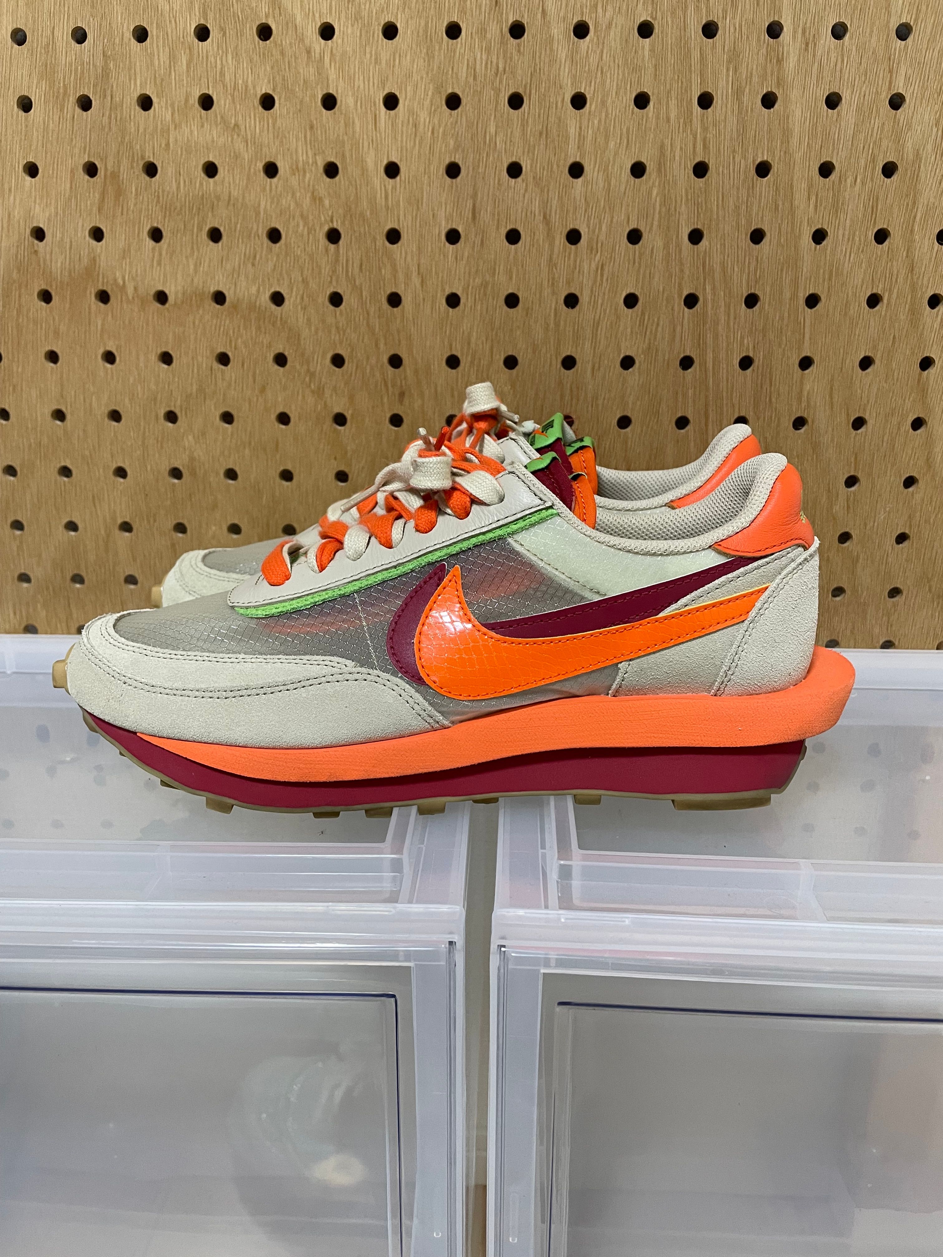CLOT × Sacai × Nike LD Waffle "Orange Blaze"