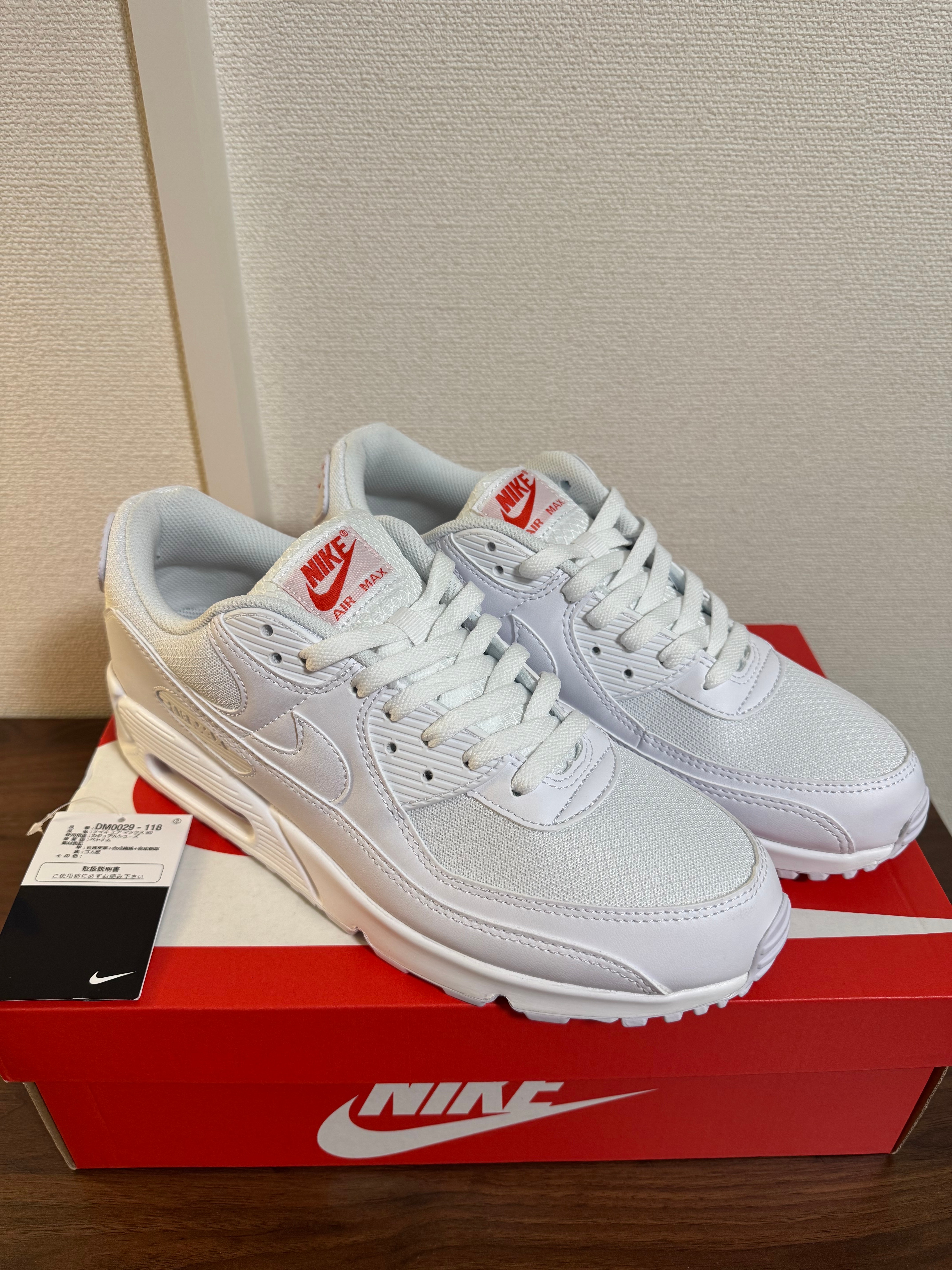 ナイキ エアマックス90 "ホワイト/ライトクリムゾン/ホワイト"