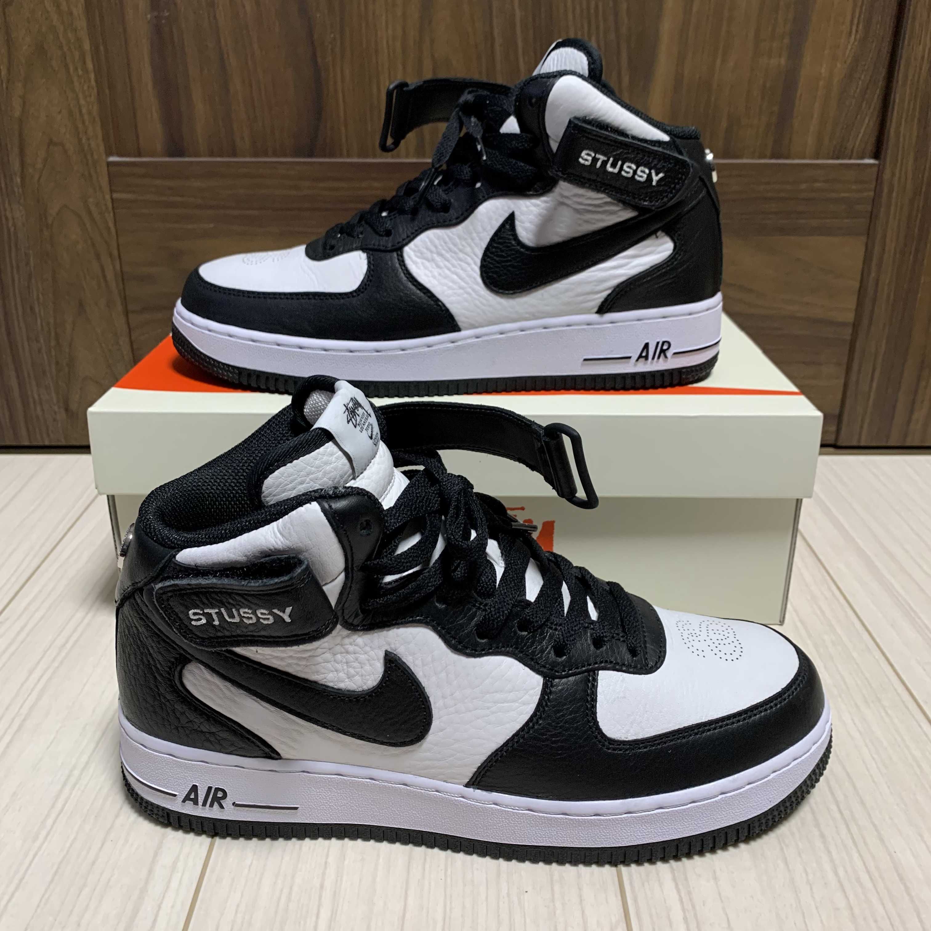 Stussy × Nike Air Force 1 Mid "Black and Light Bone"